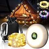 4 in 1 Camping String Lights 32&period;8FT Outdoor Quick Storage Camping Lights String & Lanterns&comma; 8 Modes Retractable Camping Essentials Waterproof Camp Lights for Tent Gear