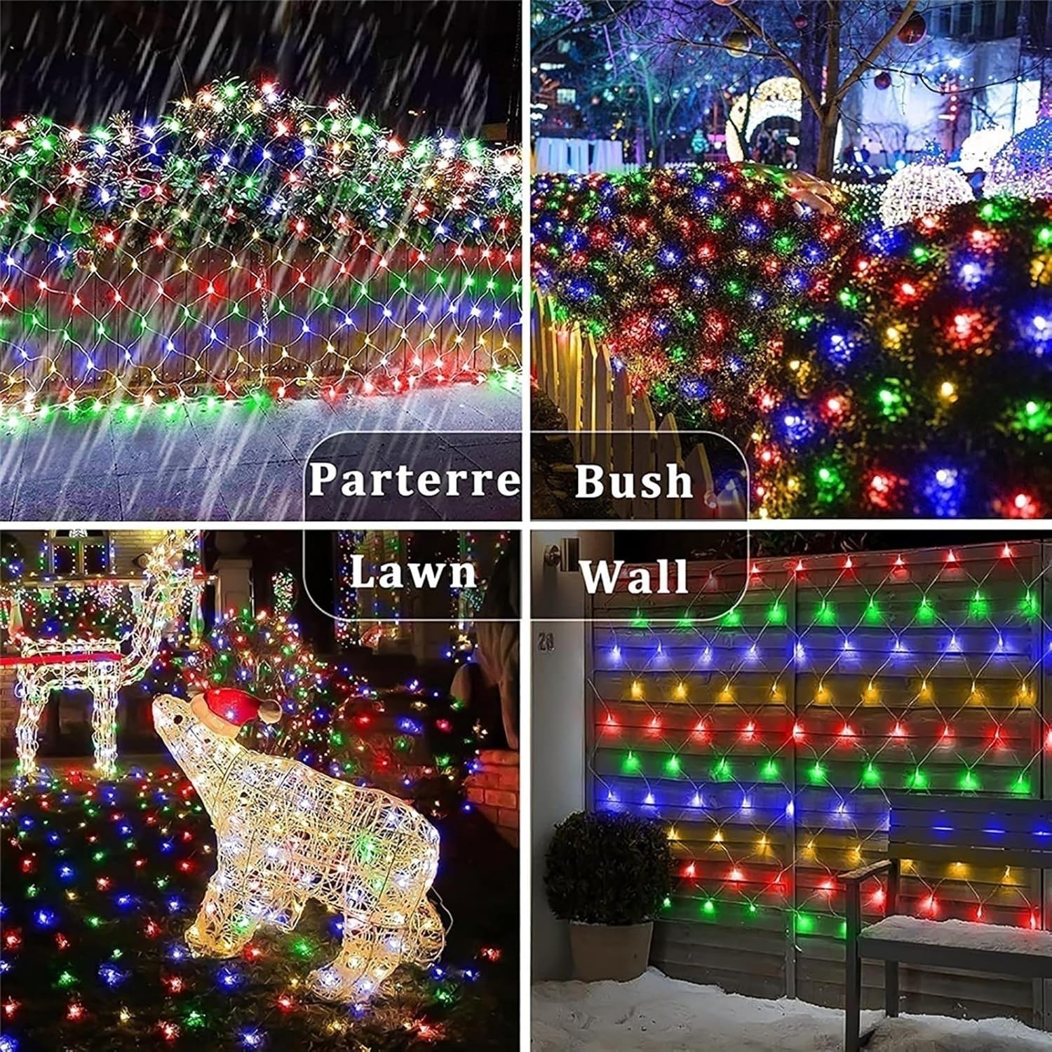Red De Luces Navideñas con 200 LED Que Cambian Color, Conectable Control Remoto, Impermeable, Enchufe, Ideal For Halloween, Arbustos(Color,10m x 8m 2000led)