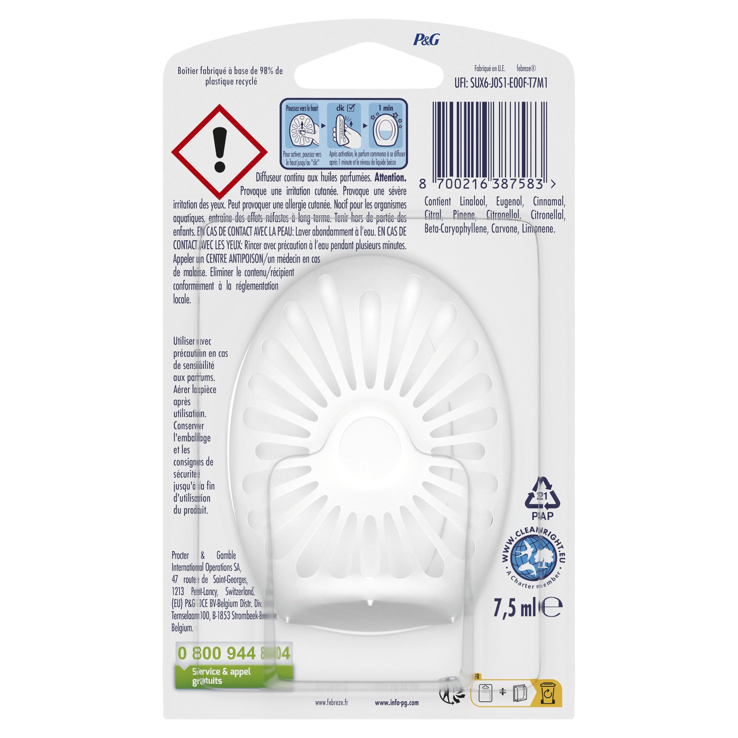 Febreze Petit Coin, Promenade En Corse Désodorisant WC En Continu Pour Élimination Et Prévention Des Odeurs 1 X