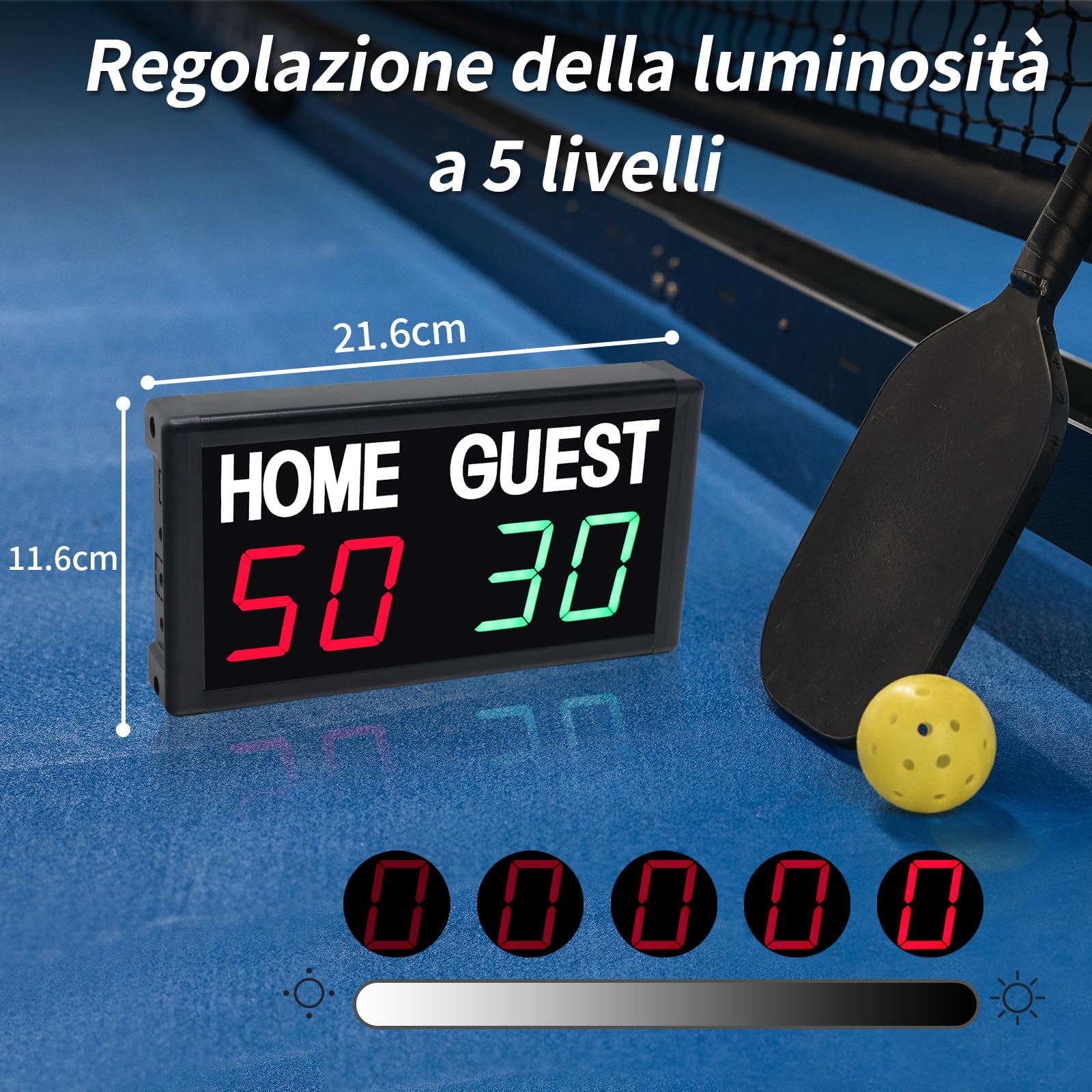 Tabellone Segnapunti Digitale, 1,8" Tabellone Segnapunti Elettronico Sportivo con Telecomando per Pallavolo, Tennis, Baseball Sportivo Indoor e Outdoor