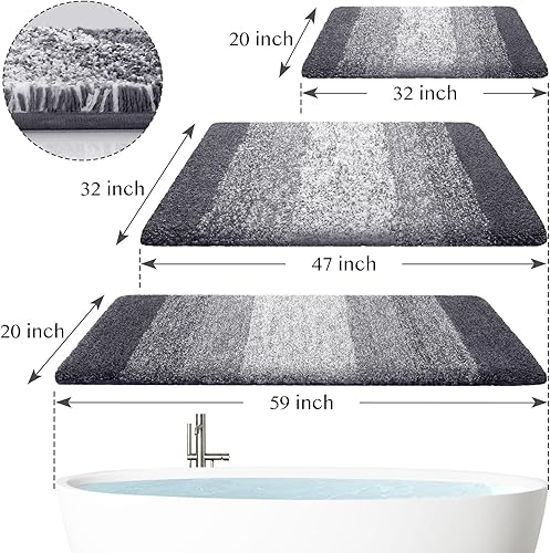 Miniatura 9 de KMAT Alfombras de baño de 32 x 47 pulgadas, lujosas, suaves, peludas y absorbentes, antideslizantes, de felpa, tapetes de baño para baño, bañera y