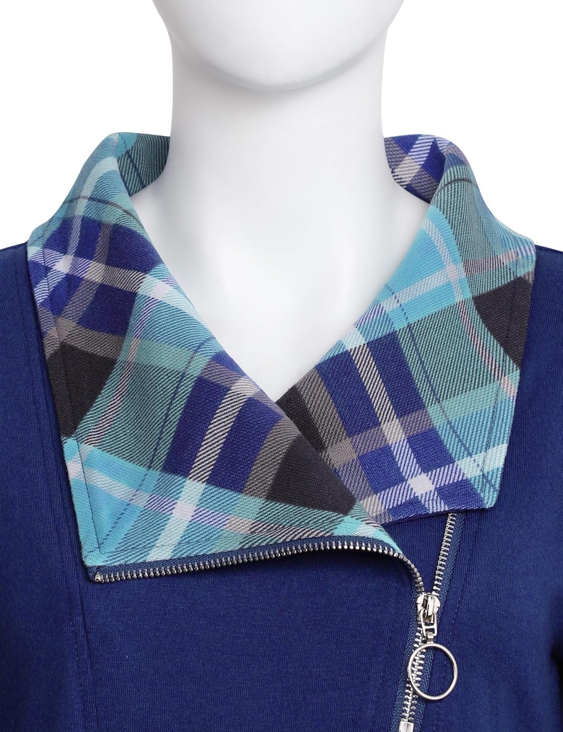 VALOLIA Women's Casual Swing Sweatshirt Long Sleeve Zipper Lapel Fashion Pullover Tunic - Image 2