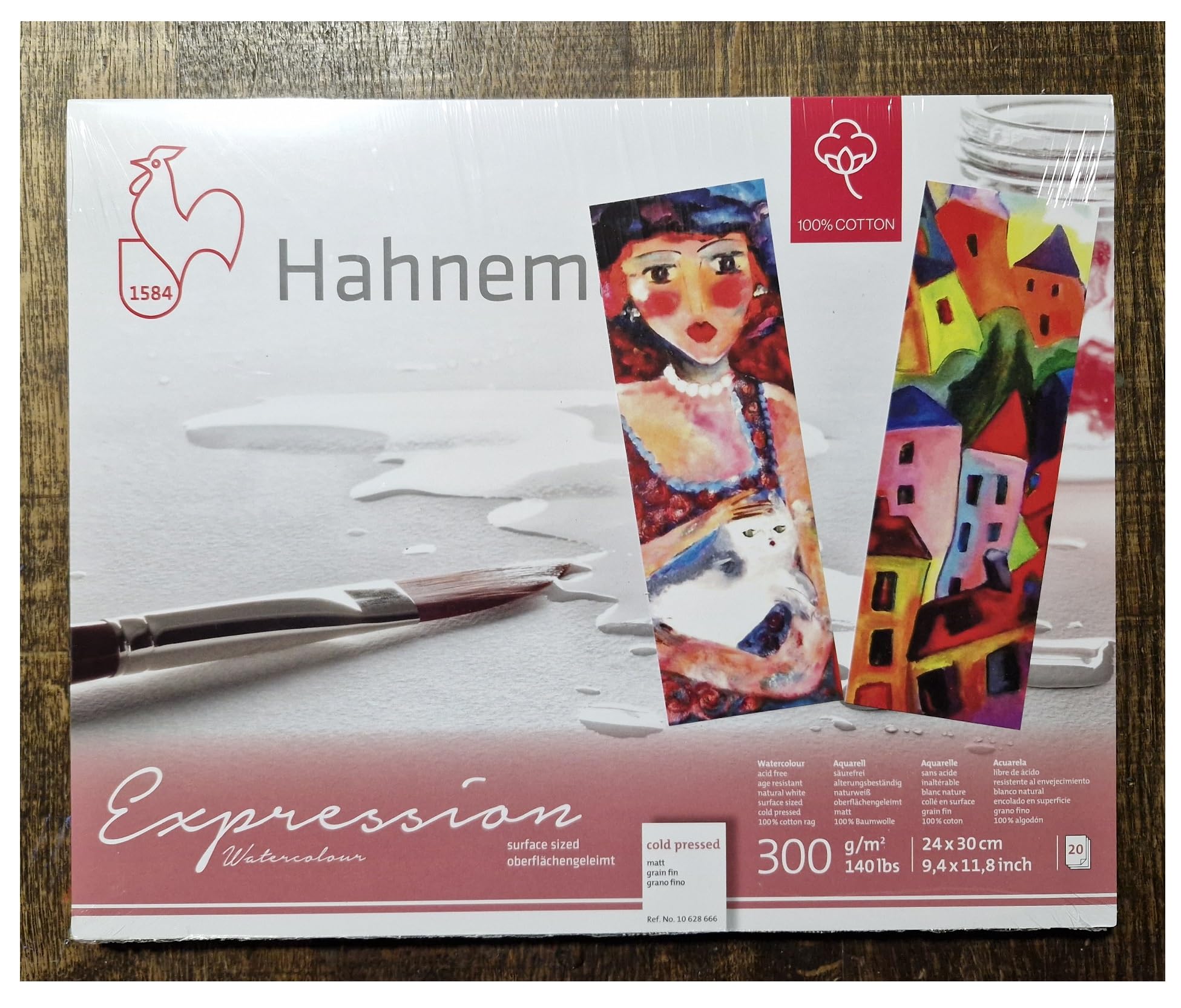 Hahnemühle - Cartone per acquerelli Expression, 100% cotone, opaco, 300 g/m2, 24 x 30 cm, 20 fogli, made in Germany