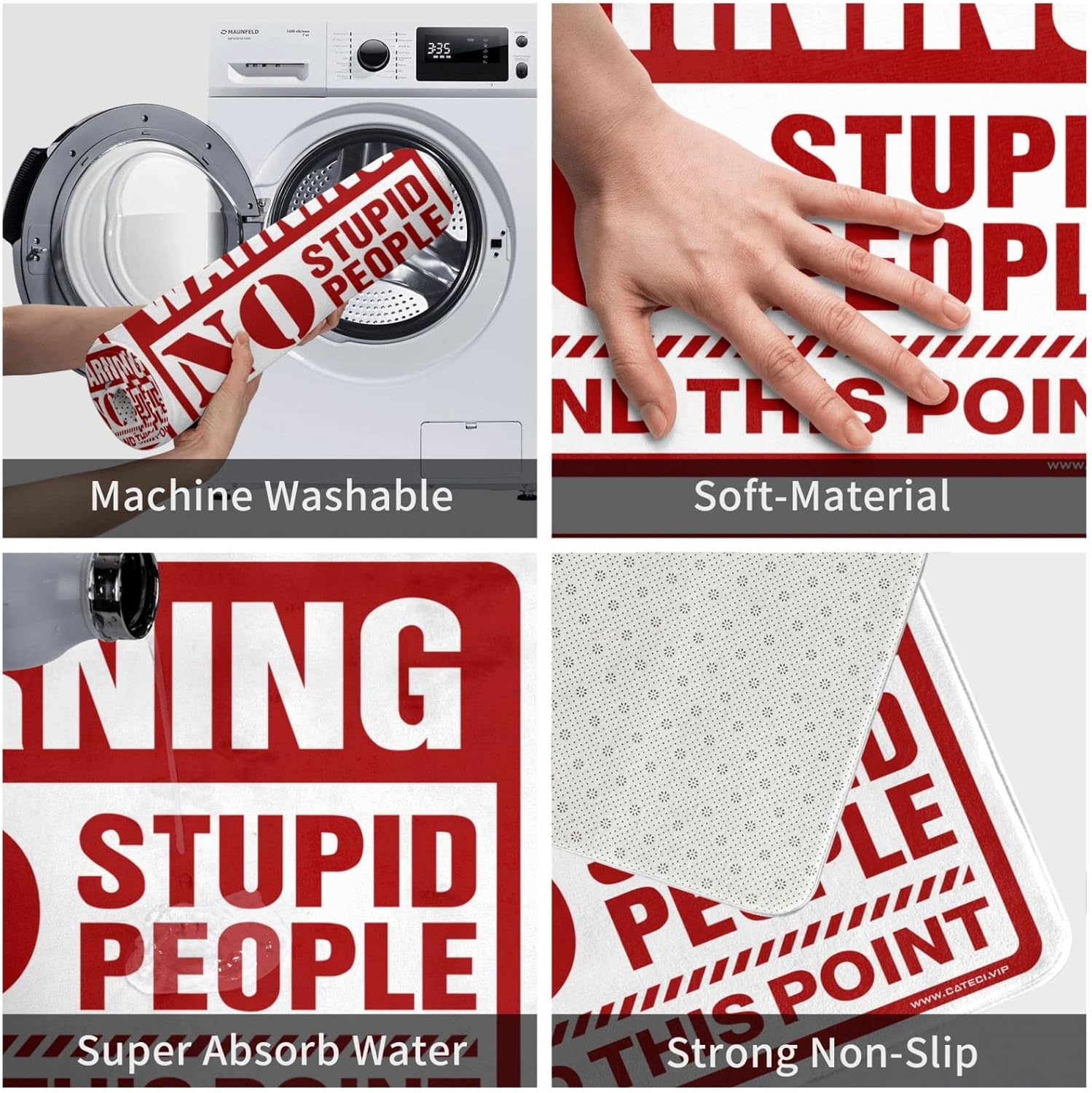 Funny Patio Decor Warning No Stupid People Beyond This Point Rug Outdoor Porch Decor Funny Gifts for Boss(Size:65X90CM), BMPBBPTFO-65X90CM