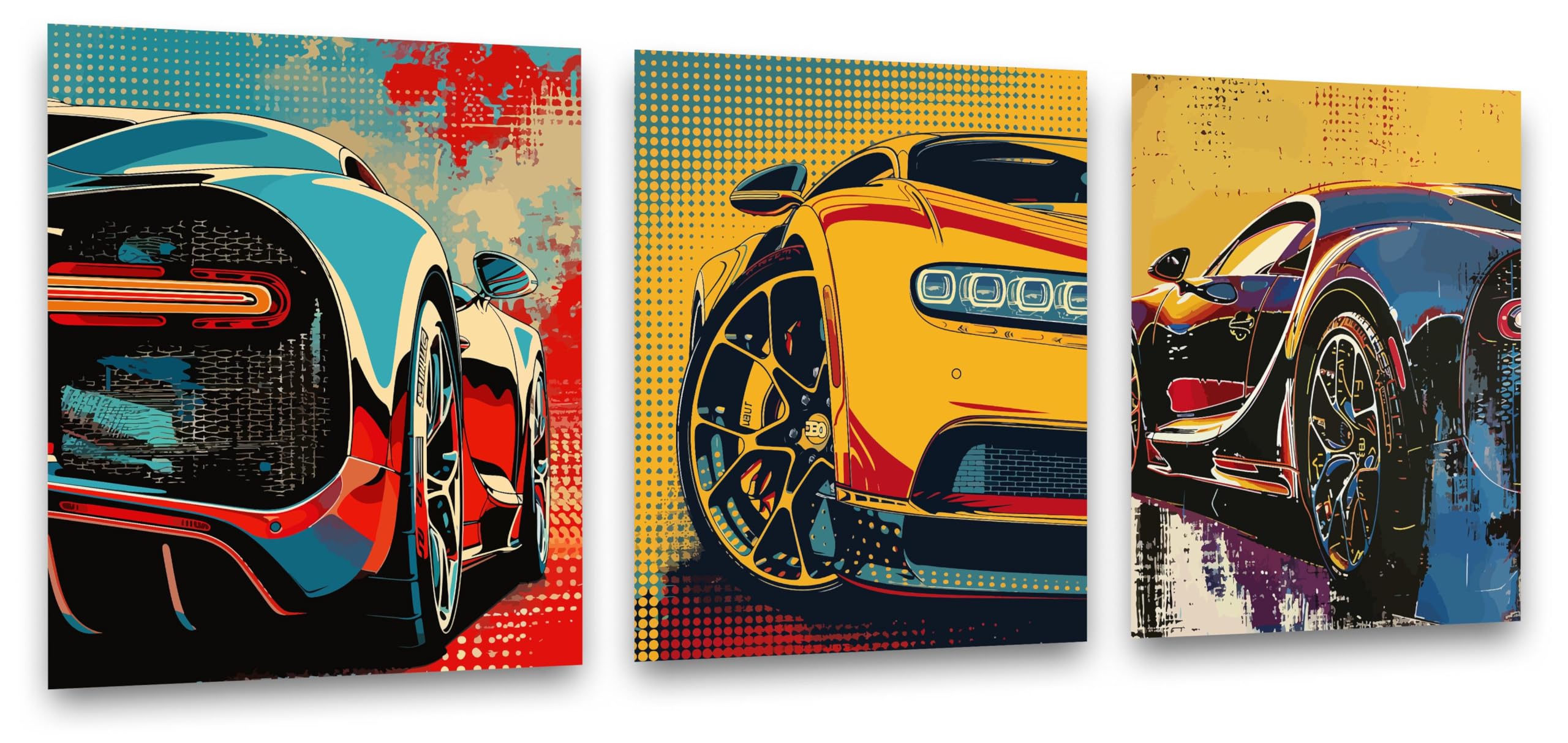 Inspirational Wall Art Co. - Discover | Set of 3 Bugatti Chiron Poster - Car Posters for Boys Room - Car Wall Decor - Car Room Decor - Car Posters for Men | 11x14 Inches Unframed