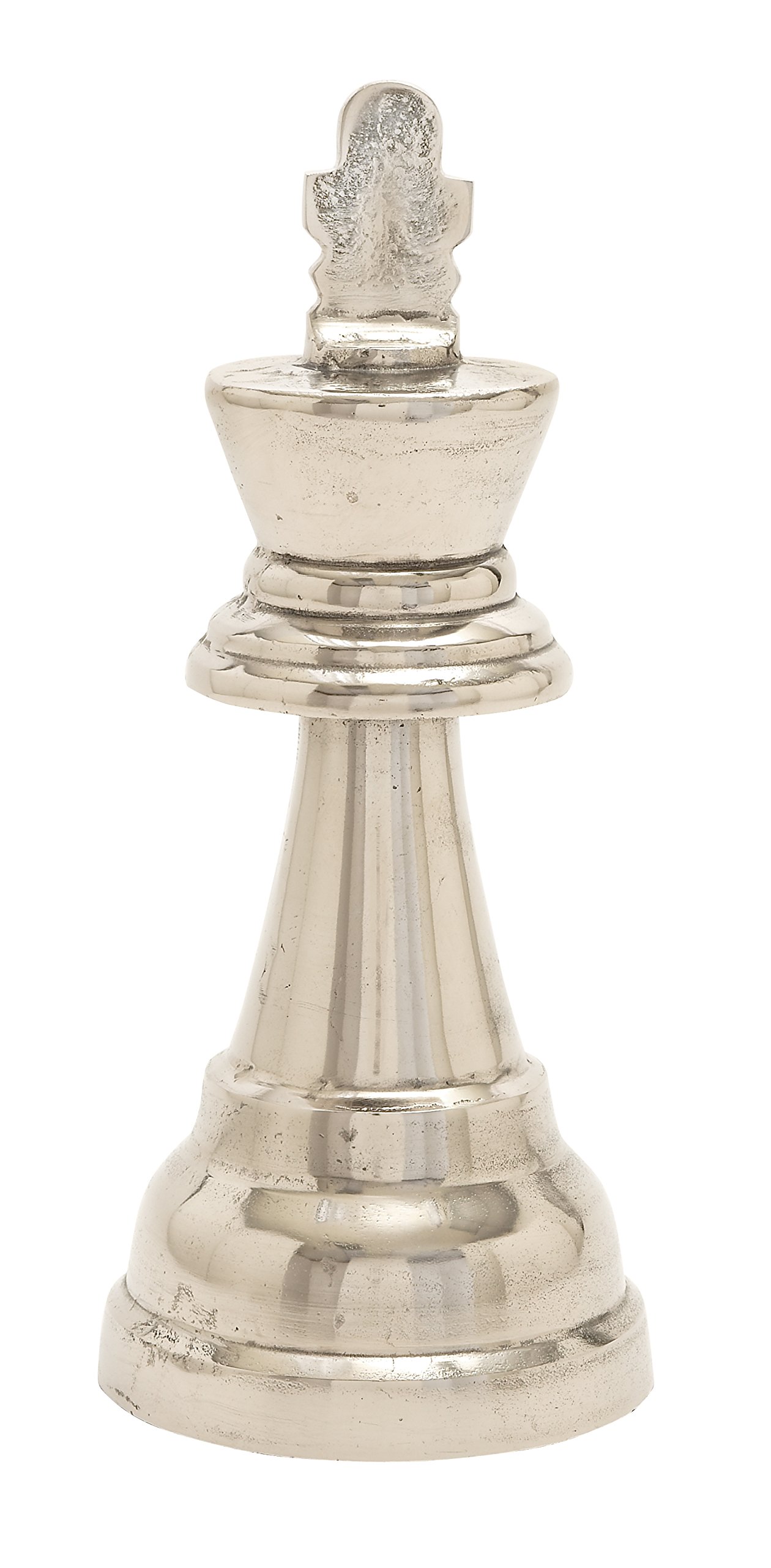 Roi échecs aluminium géant | Statue déco argentée salon bureau 58cm