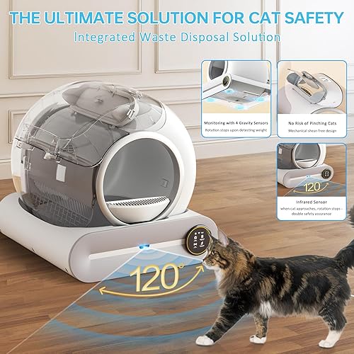 Miniatura 4 de SUANPOT Caja de arena para gatos autolimpiante, caja de robot automática para múltiples gatos, autolimpieza inteligente con protección de seguridad,