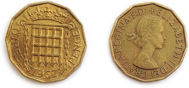Coins for collectors - Circulated British 1967 Threepenny Bit / Three Pence 3p Coin / Great Britain