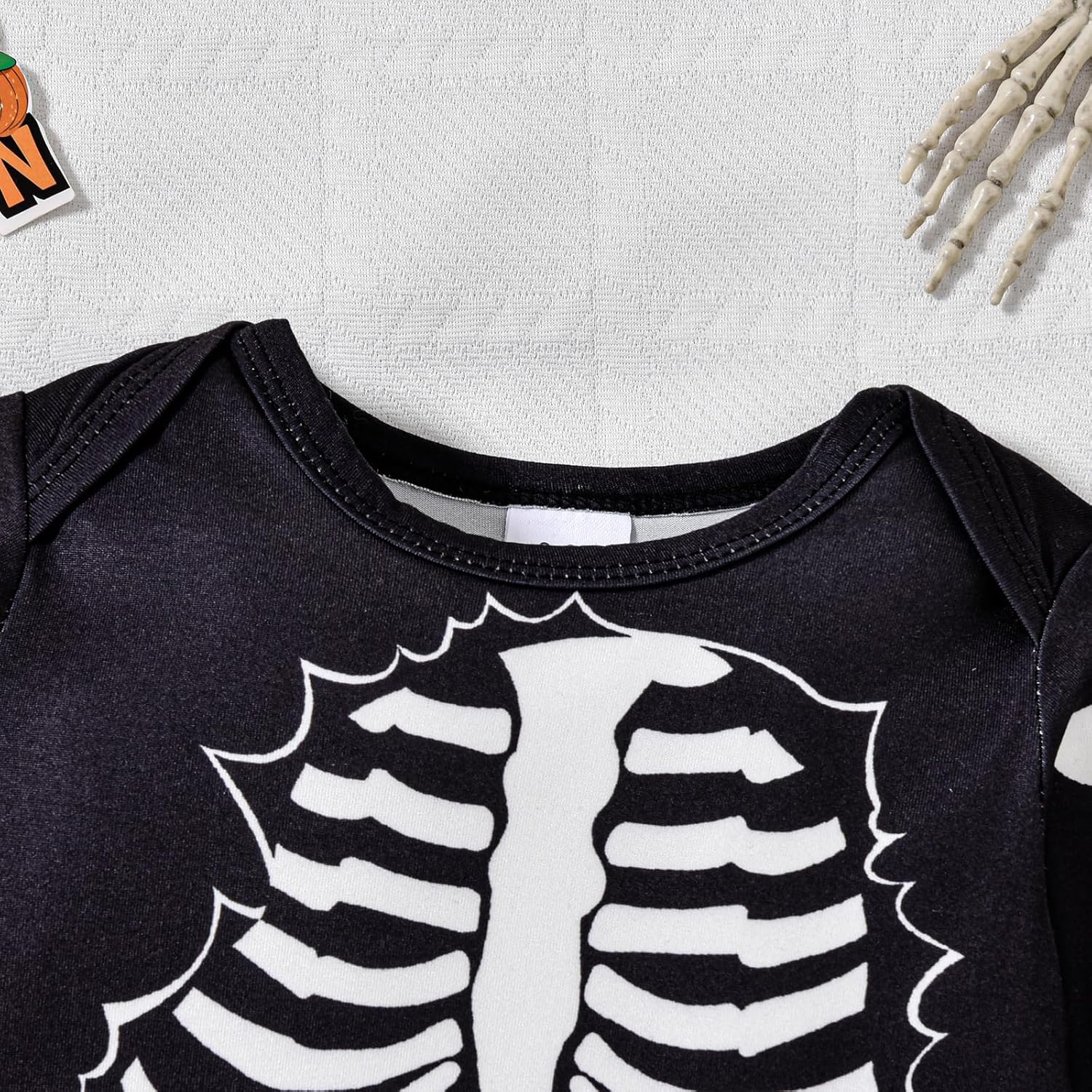 Baby Boy Fall Halloween Outfit Skeleton Print Long Sleeve Rompers and Pants Hat Set Spring 3Pcs Clothes Set - Image 4