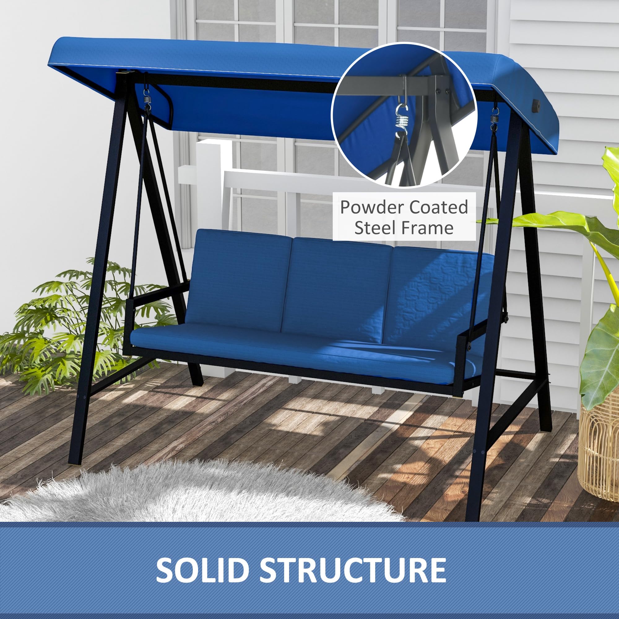 Porch Swing Outsunny Seater Patio Swing Chair, With Chair Bed