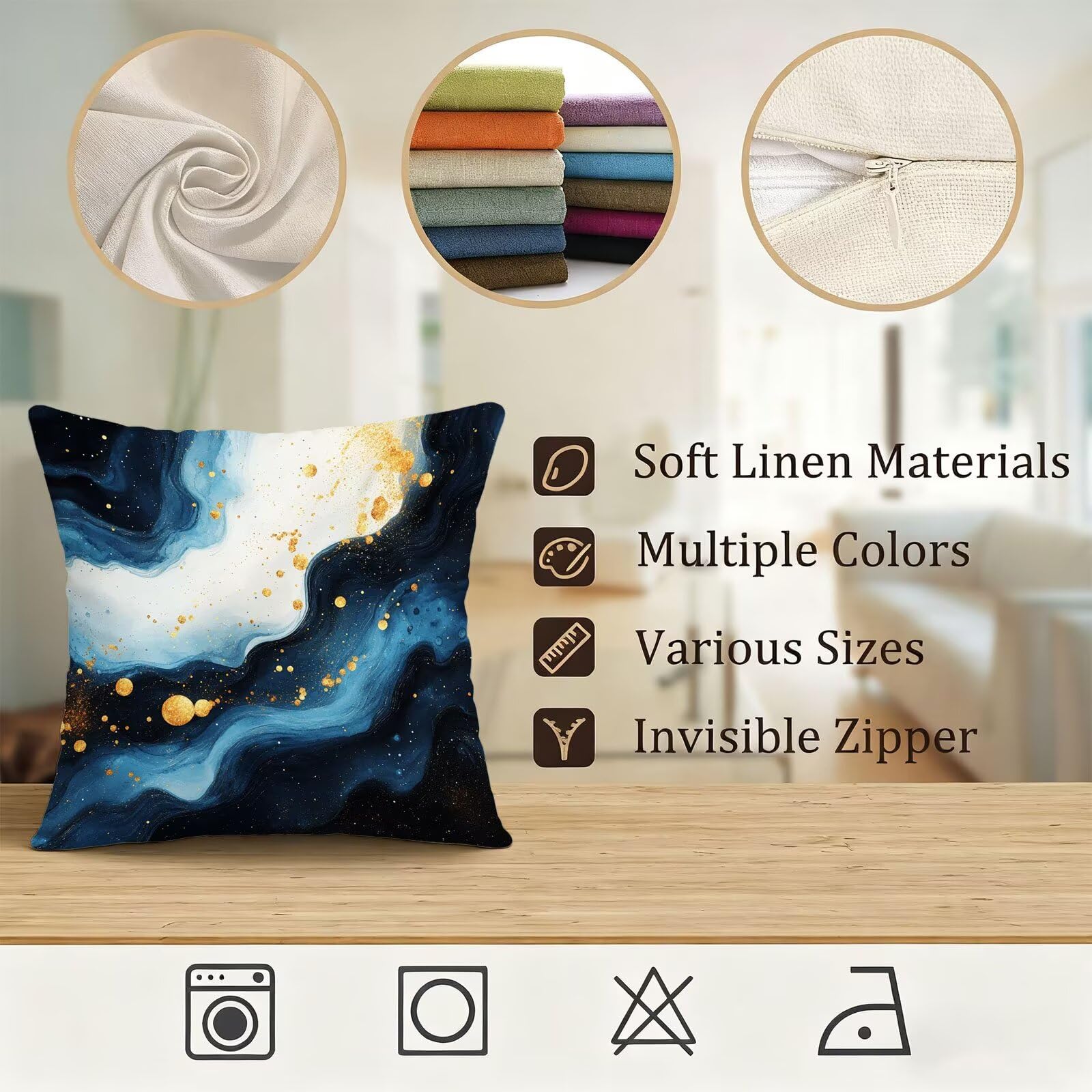 Azul Marino Funda Almohada 60x60 Blanco Funda Cojin 60x60 Cojines Sofa Lino Fundas Almohadas Cuadrada Fundas Cojines Juego 4 Protector Almohada Cervicales y Cuello, para Jardin Dormitorio E - 843