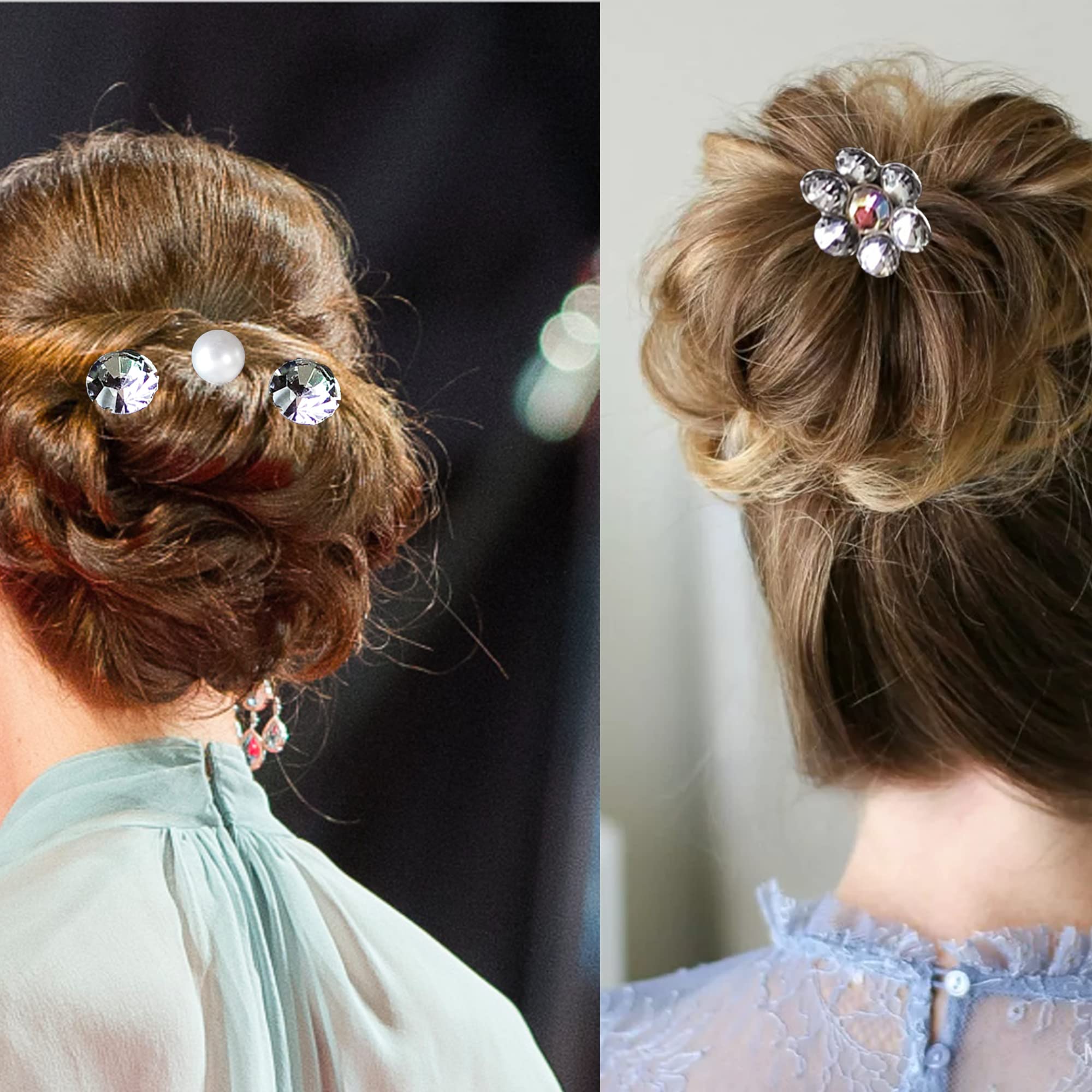 Braut-Haarnadeln, 20 Stück, Perlen-Haarnadeln, U-förmige Diamant-Haarnadeln, Hochzeitshaarnadeln, Blumen-Haarnadeln für Frauen, Hochzeit, Brautjungfer, Haarschmuck für Frauen, Mädchen