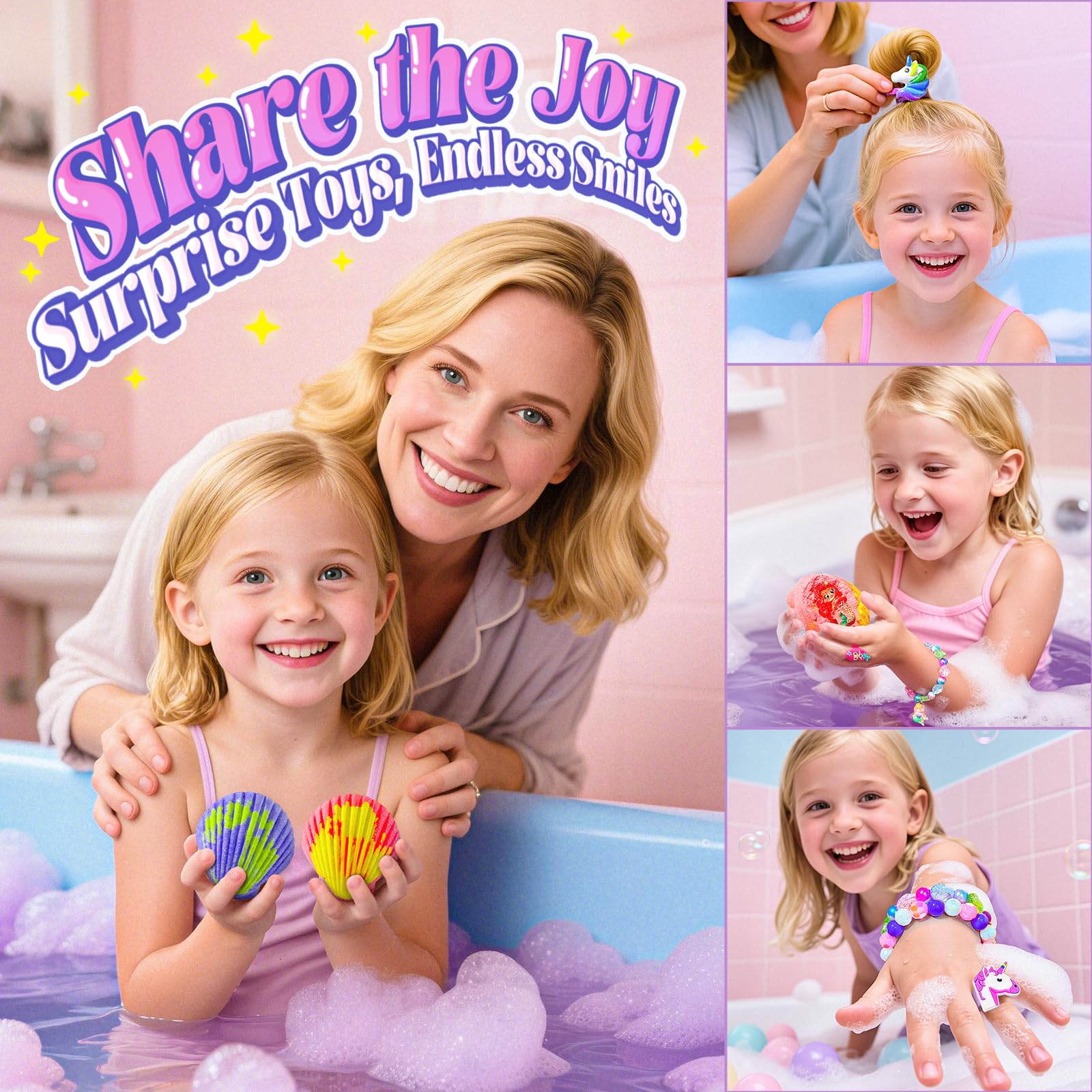 12-Pack Shell Bath Bombs with Mermaid & Unicorn Surprise Toys