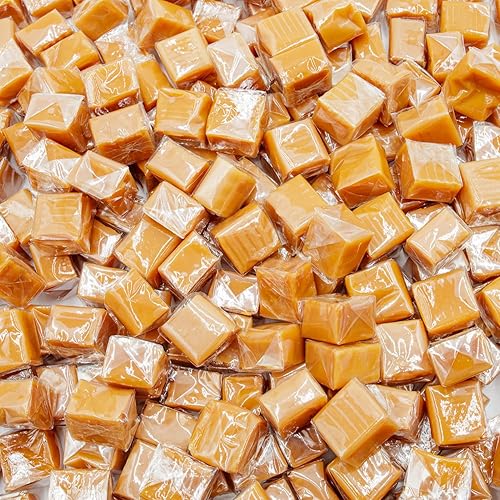 CARAMEL SQUARES Candy 2 lb Bulk Bag, Soft and Chewy Taffy, Classic Milk Flavor, Old Fashioned Candies, Individually Wrapped (128 Pieces)
