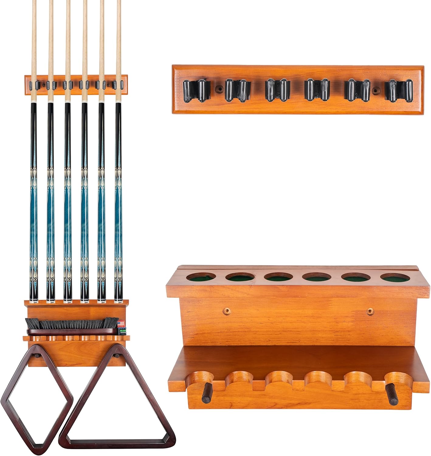 Wall Mount Pool Stick Holder - Billiards Pool Cue Rack for 6 Cues Sticks Storage Pool Table Accessories, Black