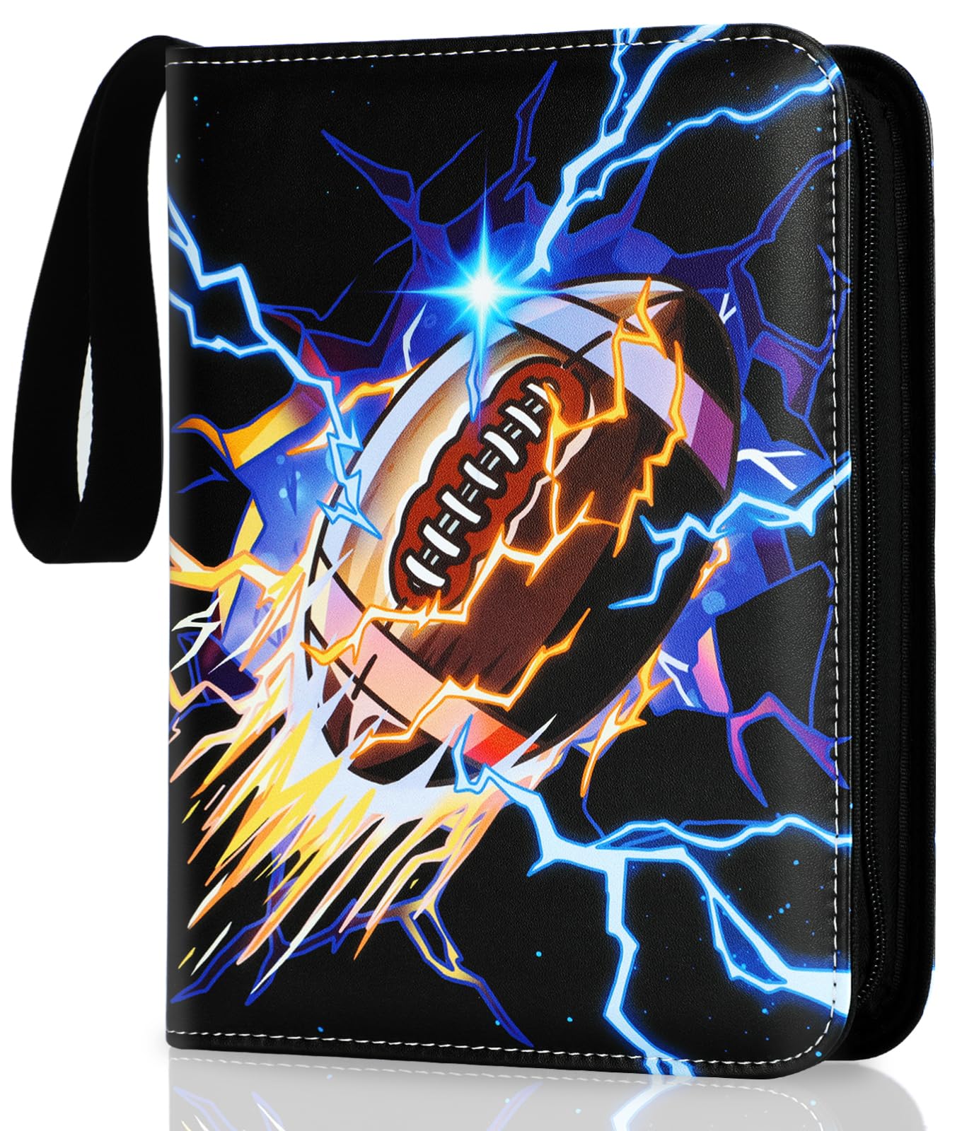 Football Card Binder, 900 Pockets Football Cards Holder with 50 Removable Sleeves, Sports Card Binder for Cards Display and Storage, Zipper Card Ablum