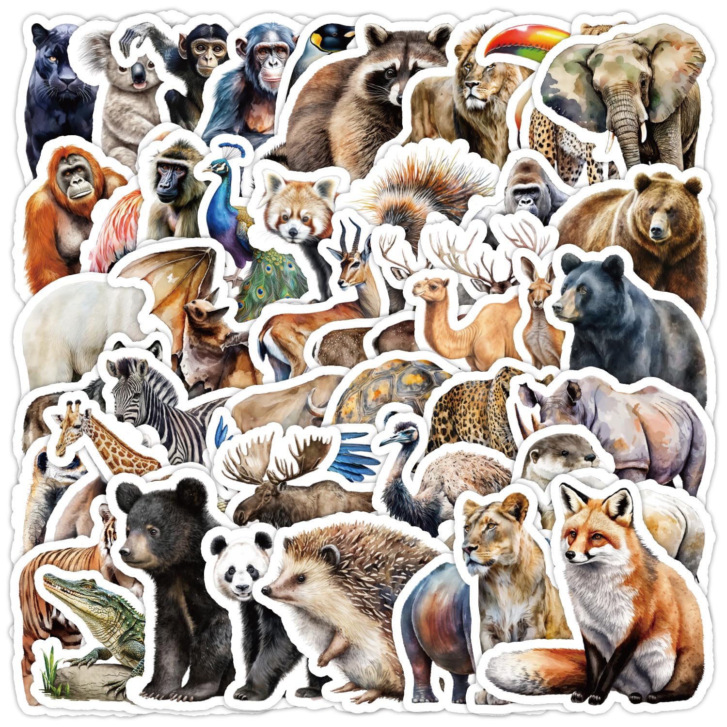 Realistic Zoo Animal Stickers for Laptop (50 PCS),Gift for Children Teens Adults Girl Boys,Waterproof Stickers for Water Bottle,Animal Jungle Vinyl Stickers for Scrapbook,Skateboard,Bike,Phone,Dairy