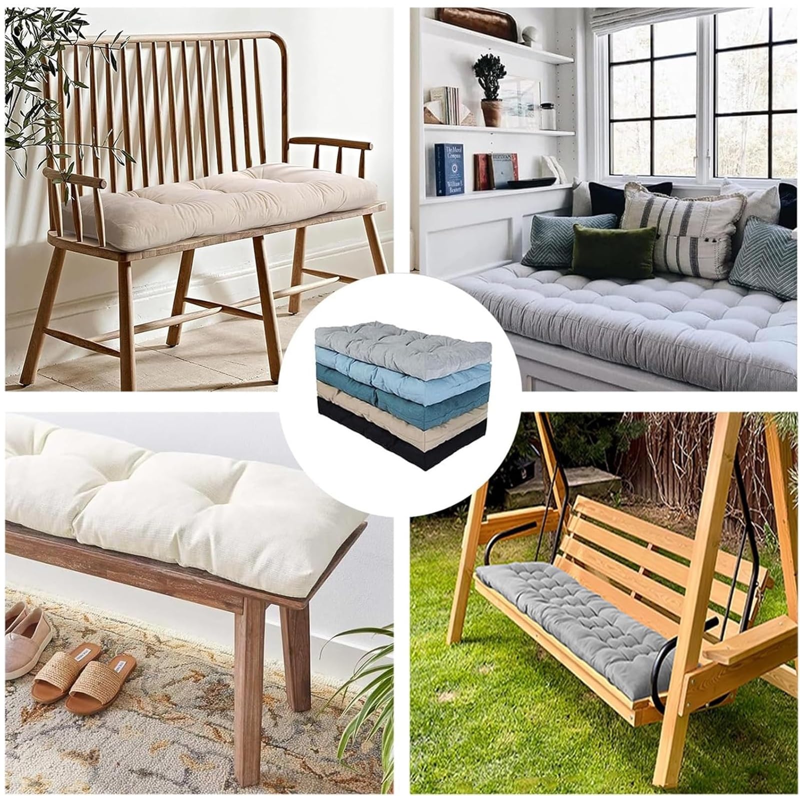 Panca impermeabile per interni/esterni, cuscino antiscivolo per 2/3 posti, baia, giardino, patio, altalene e veranda in pelliccia, disponibile in 100 cm, 120 cm, 150 x 50 cm (R5 150 x 50 x 8 cm)