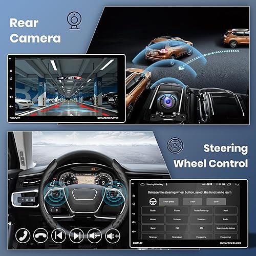 Miniatura 6 de Radio de coche Android Single DIN 2G + 64G estéreo inalámbrico Carplay Android Auto, pantalla táctil Rimoody de 9 pulgadas, 1 din con navegación GPS