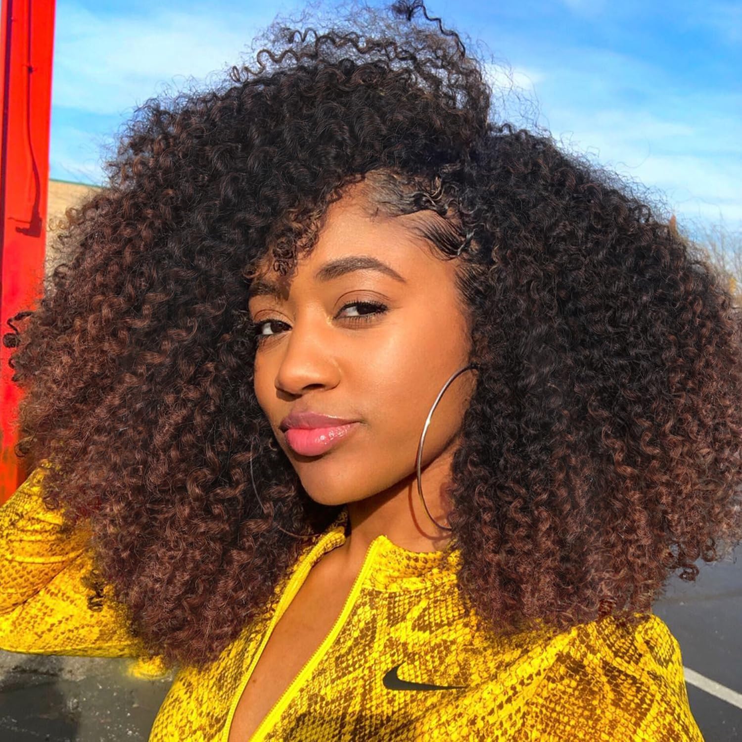 Ombre Brown Curly Human Hair Wigs For Black Women 180% Density Afro Kinky Curly V Part Human Hair Wig Upgrade U Part Wig Human Hair Wigs Brazilian