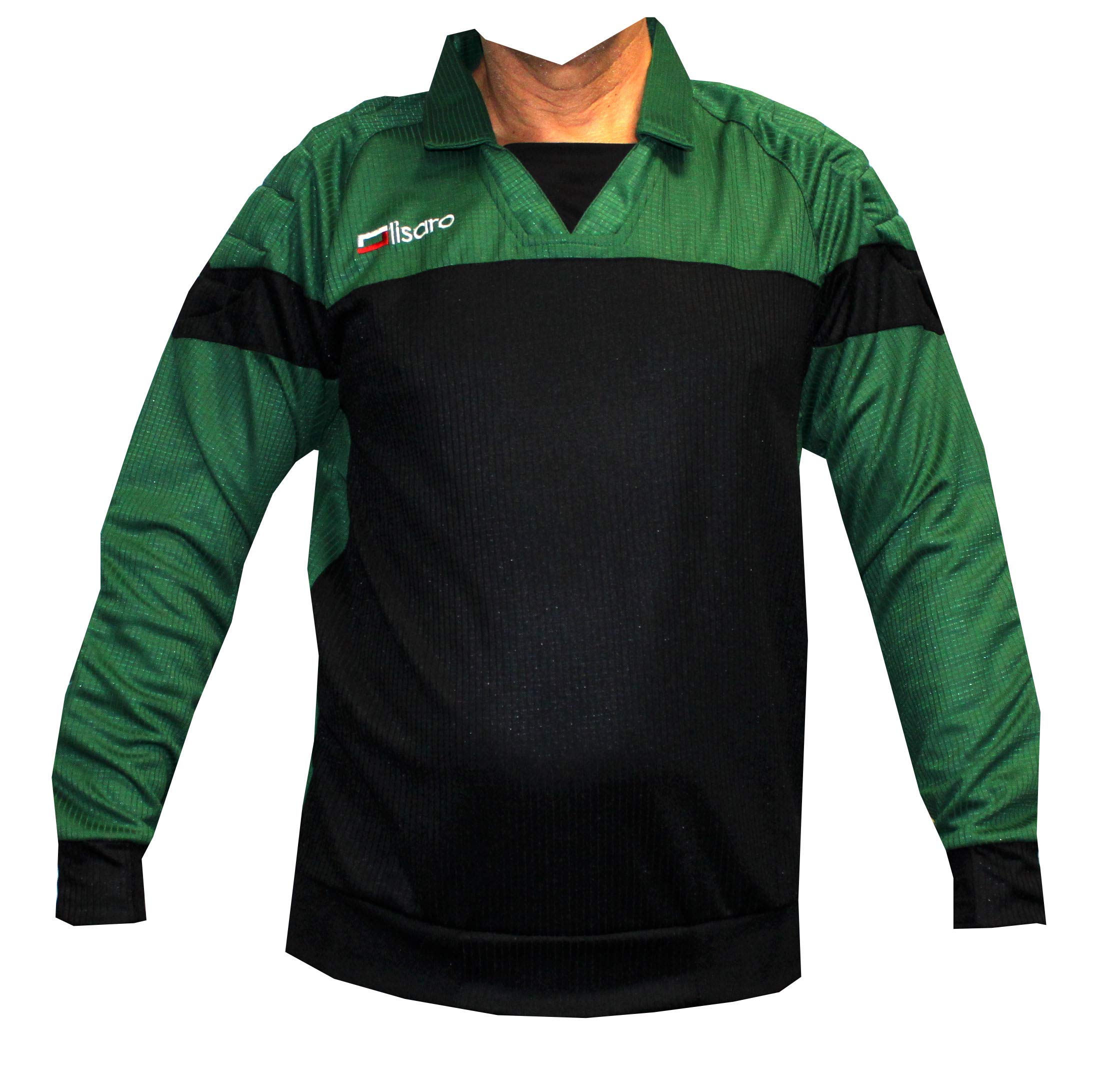 Lisaro Camiseta de portero para niños y adultos, camiseta de fútbol acolchada (verde-negro, L)