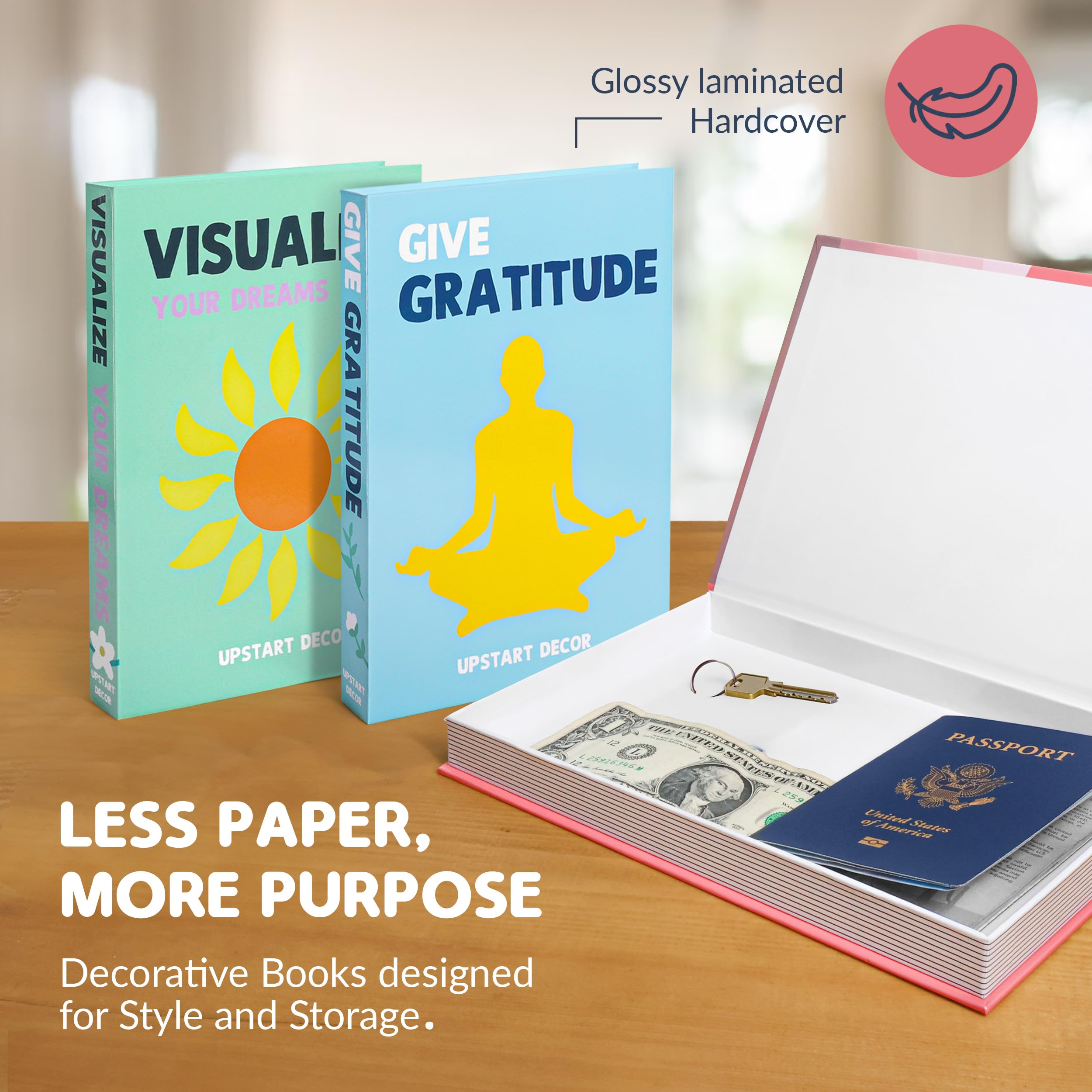 Mooie decoratieve boeken - set van 2 dozen verfraaien je salontafel, boekenplank of schoorsteendecoratie - esthetische nep-/kunstboeken voor moderne woondecoratie, fotoopslag en als aandenkistje