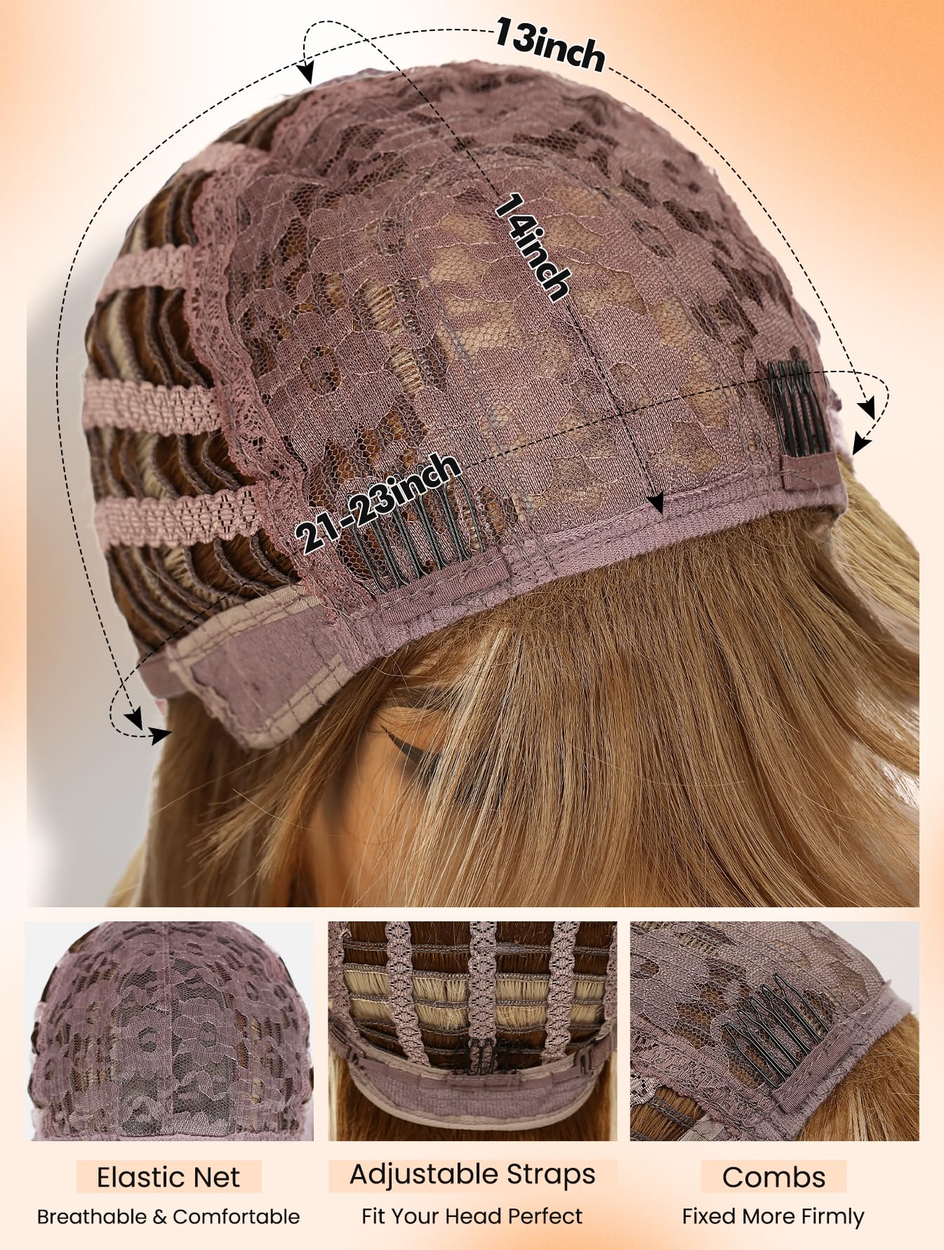 Long Straight Layered Synthetic Wig with Bangs, Heat-Resistant Fiber, Glueless