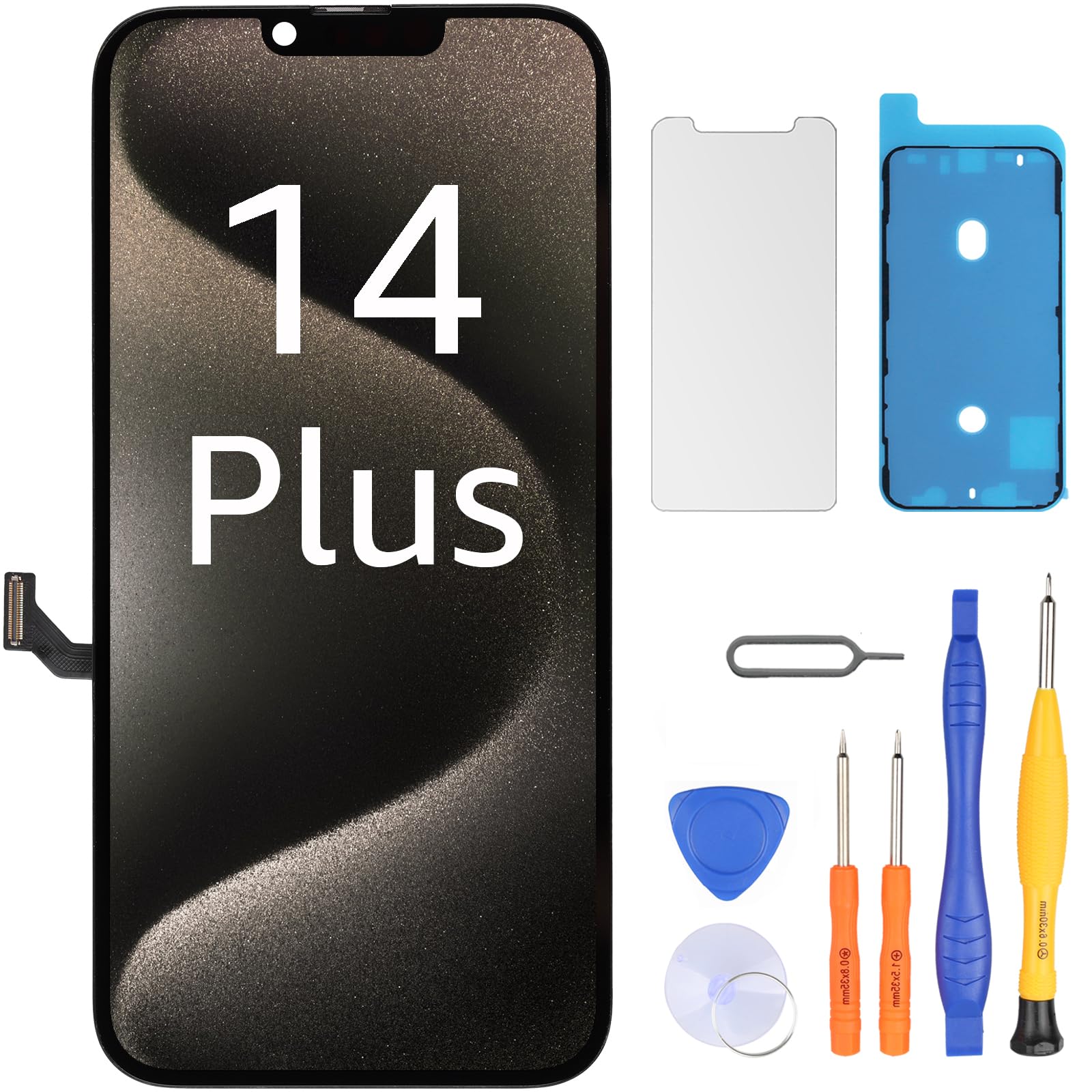 LL TRADER Display per iPhone 14 Plus, 6,7" FHD Touchscreen di Ricambio per iPhone 14 Plus LCD Digitizer con Strumento di Riparazione U01
