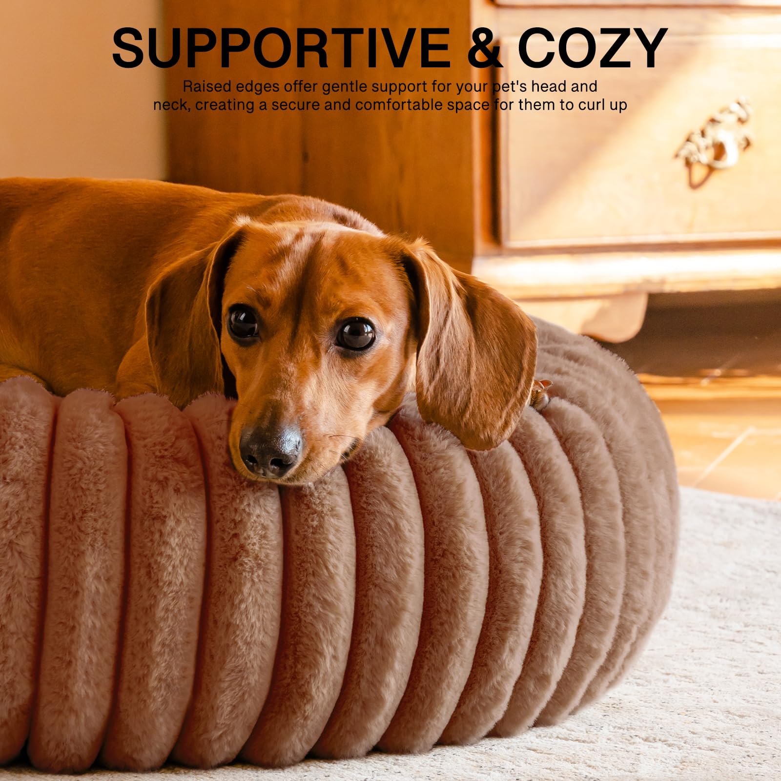 MEWOOFUN Hondenbed, middelgrote honden, wasbaar, donut-hondenbed met antislip onderkant, hondenbedden, groot kattenbed, wollig, rustgevend anti-angst, grijs, 64 x 64 cm MEWOOFUN Hondenbed, middelgrote honden, wasbaar, donut-hondenbed met antislip onderkant, hondenbedden, groot kattenbed, wollig, rustgevend anti-angst, grijs, 64 x 64 cm