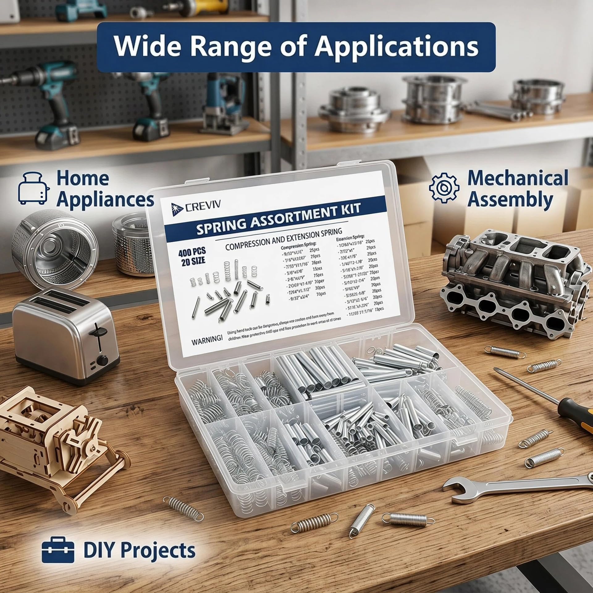 400pcs Spring Assortment Kit-20 Sizes Compression & Extension Spring Set — Amazon image 6