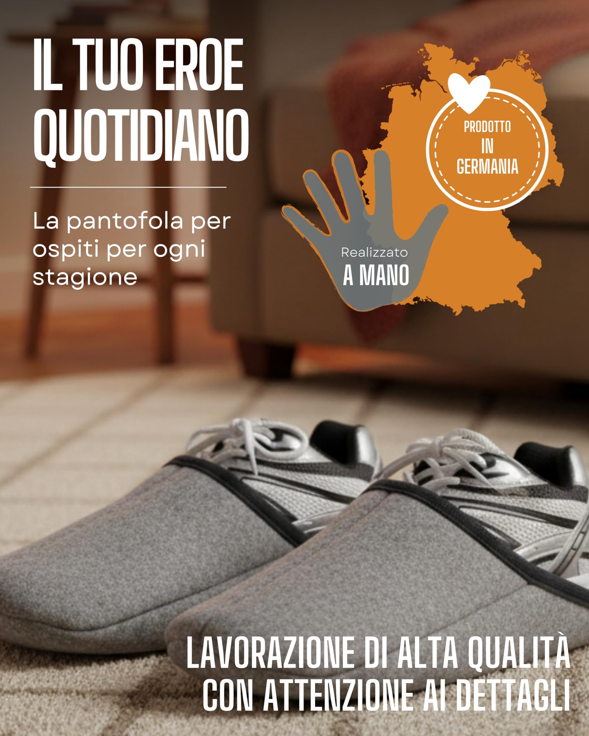 Pantoffelmann Copriscarpe da museo in feltro I copriscarpe opzionali con suola in ABS o feltro in diverse misure I per proteggere il pavimento da sporco e graffi I pantofole/copriscarpe da artigiano