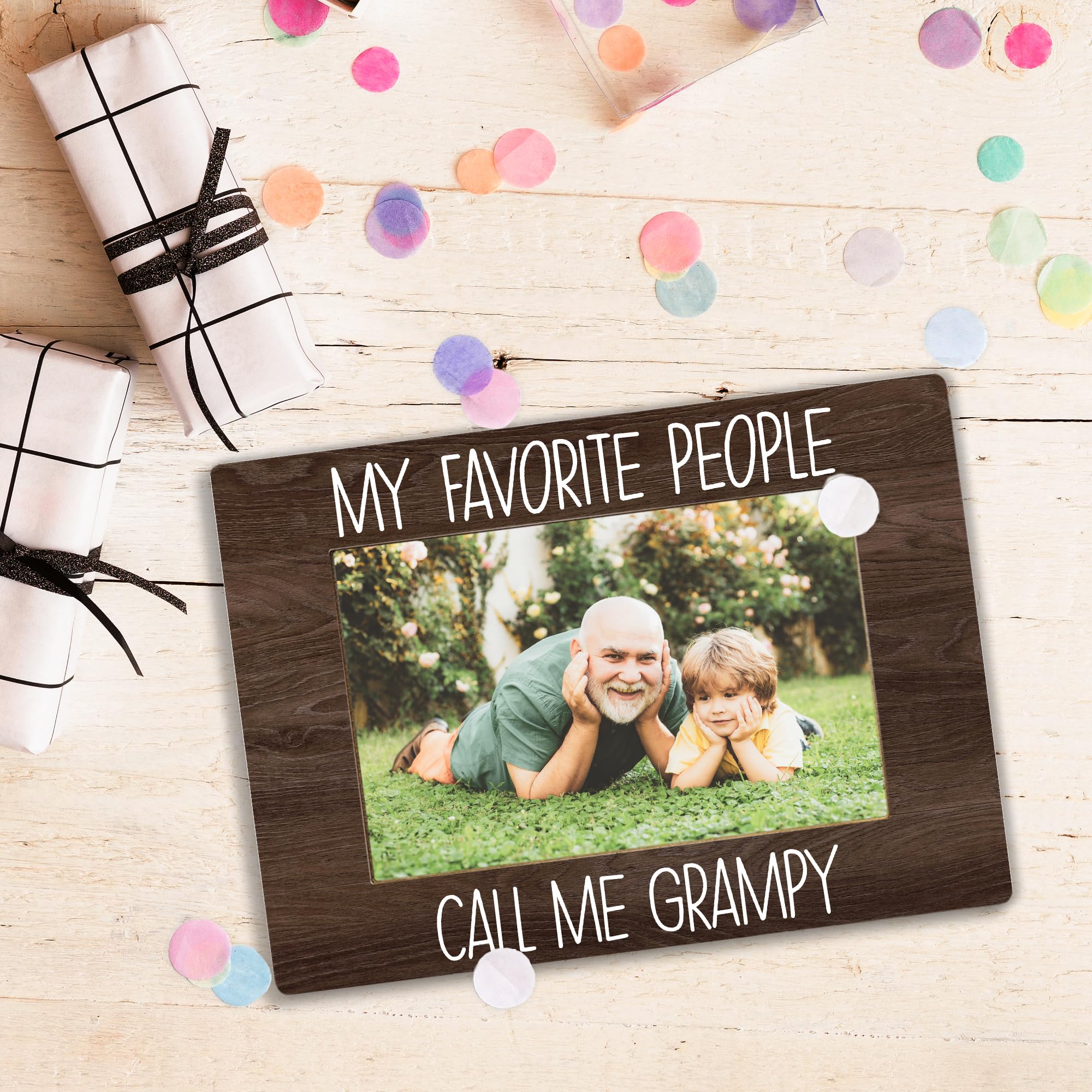 My Favorite People Call Me Grampy Picture Frame, Grampy Grandpa Gifts for Father's Day, Best Grandpa Gifts Photo Frame 4x6, Grandfather Wooden Photo Picture Frames for Desk Tabletop Decor
