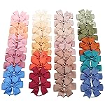40Pcs Baby Girls 3\'\' Boutique Grosgrain Ribbon Hair Bows Elastic Hair Ties Ponytail Holder Hair Bands in Pairs for Girls Toddlers Kids