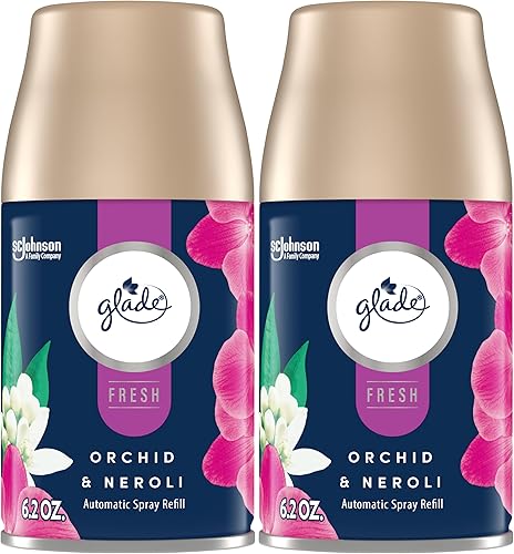 Miniatura 1 de Glade Recambio automático en aerosol, ambientador para el hogar y el baño, Orchid & Neroli, colección Fresh, 6.2 onzas, 2 unidades