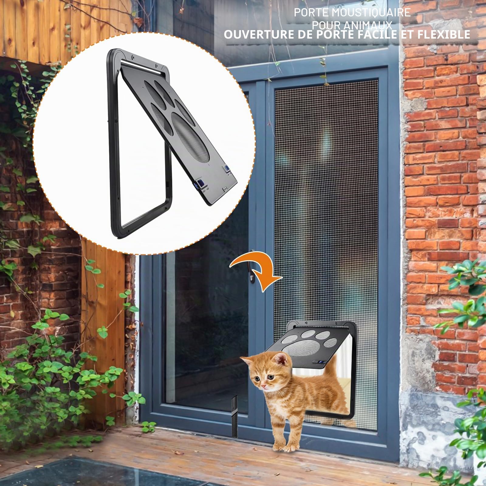 Chatiere pour Chat 29 x 24 cm Trappe pour Chien Moustiquaire de Porte Automatique Isolante Chatières pour Chats Chattiere à Chat Noir Verrouillable Facile à Installer pour Moyen Petit Chats Chien