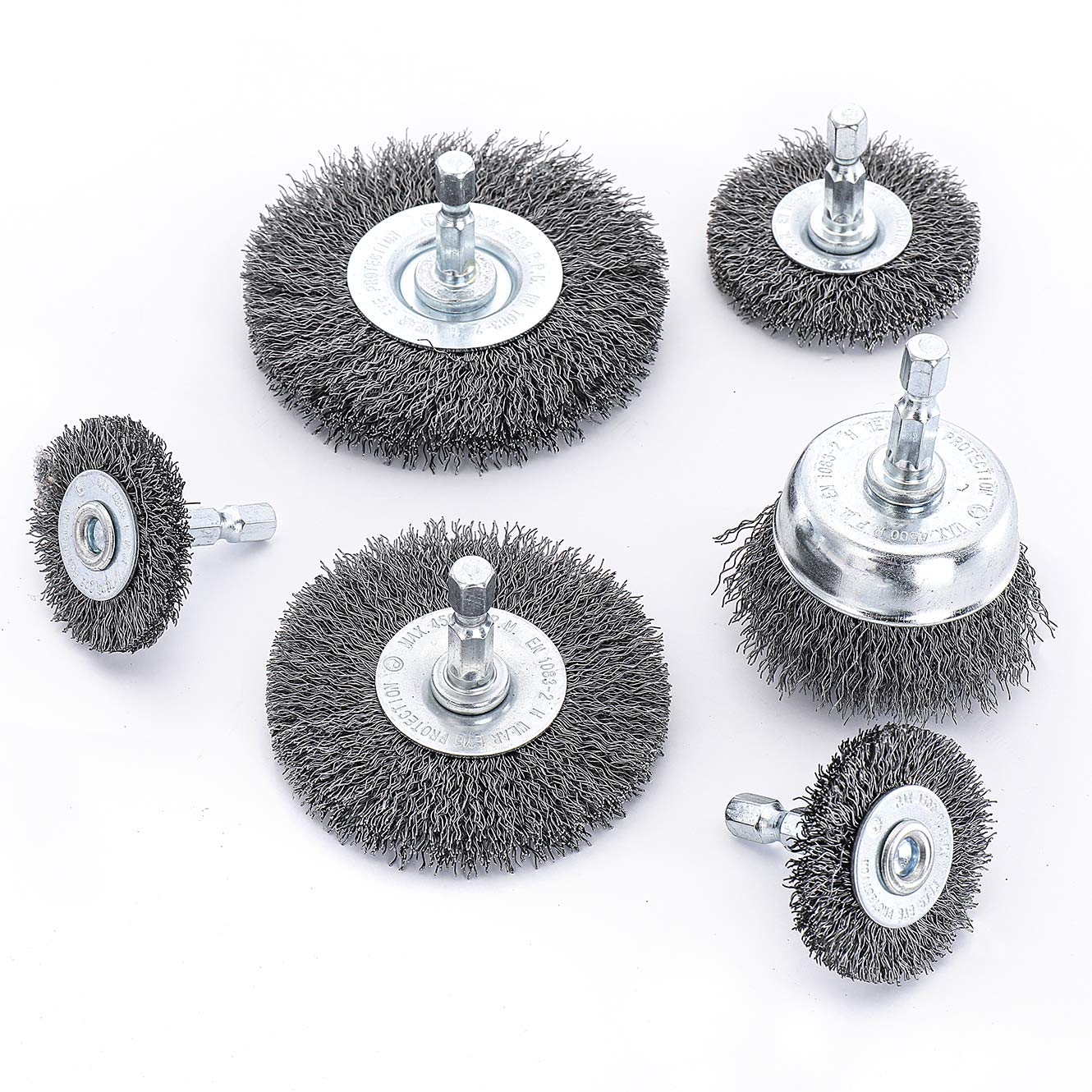 HOYIN 6Piece Drill Wire Wheel Cup Brush Set,0.010in Coarse