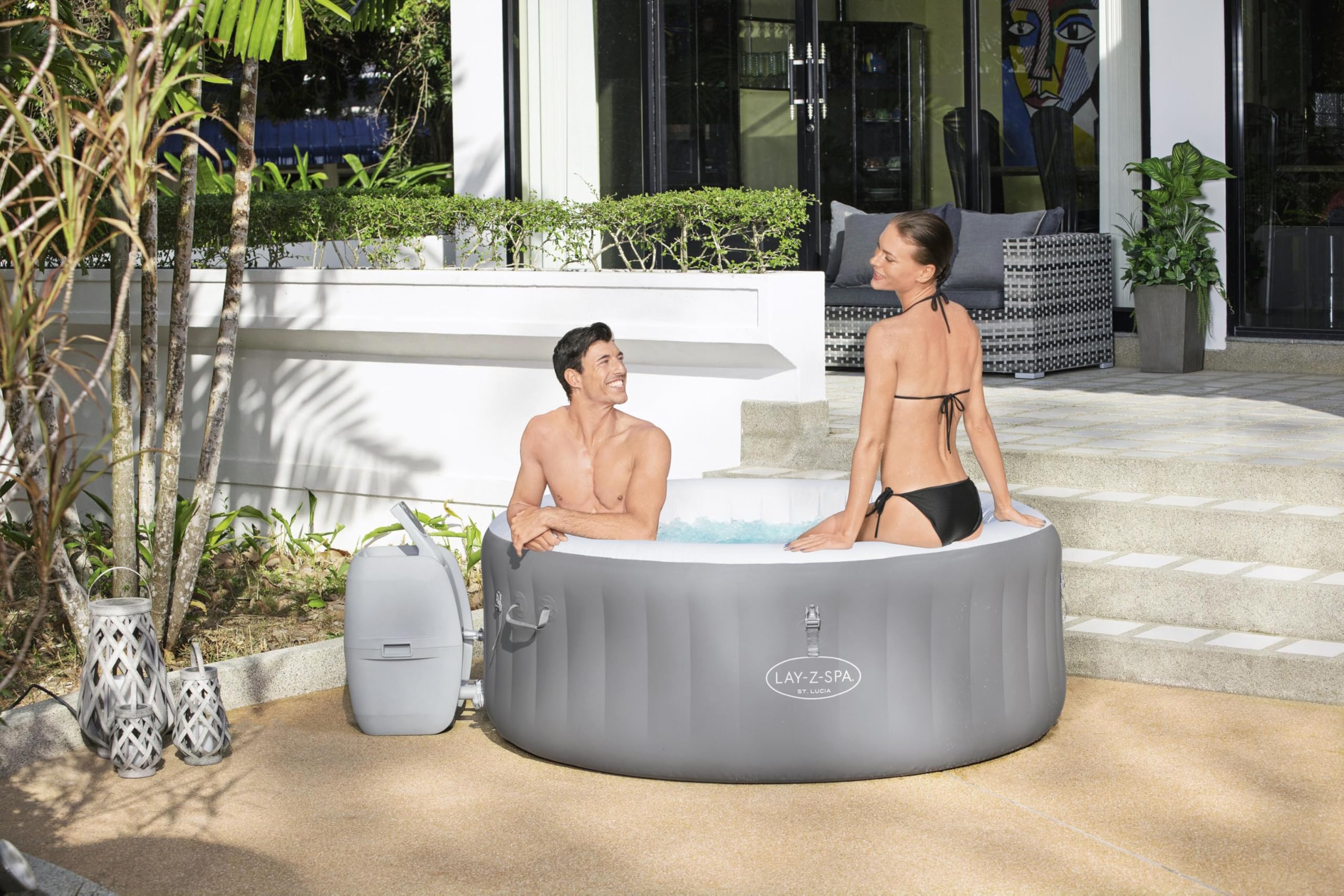 Bestway Lay-Z-SPA St. Lucia AirJet Whirlpool 170 x 66 cm 2-3 Personen rund Silbergrau
