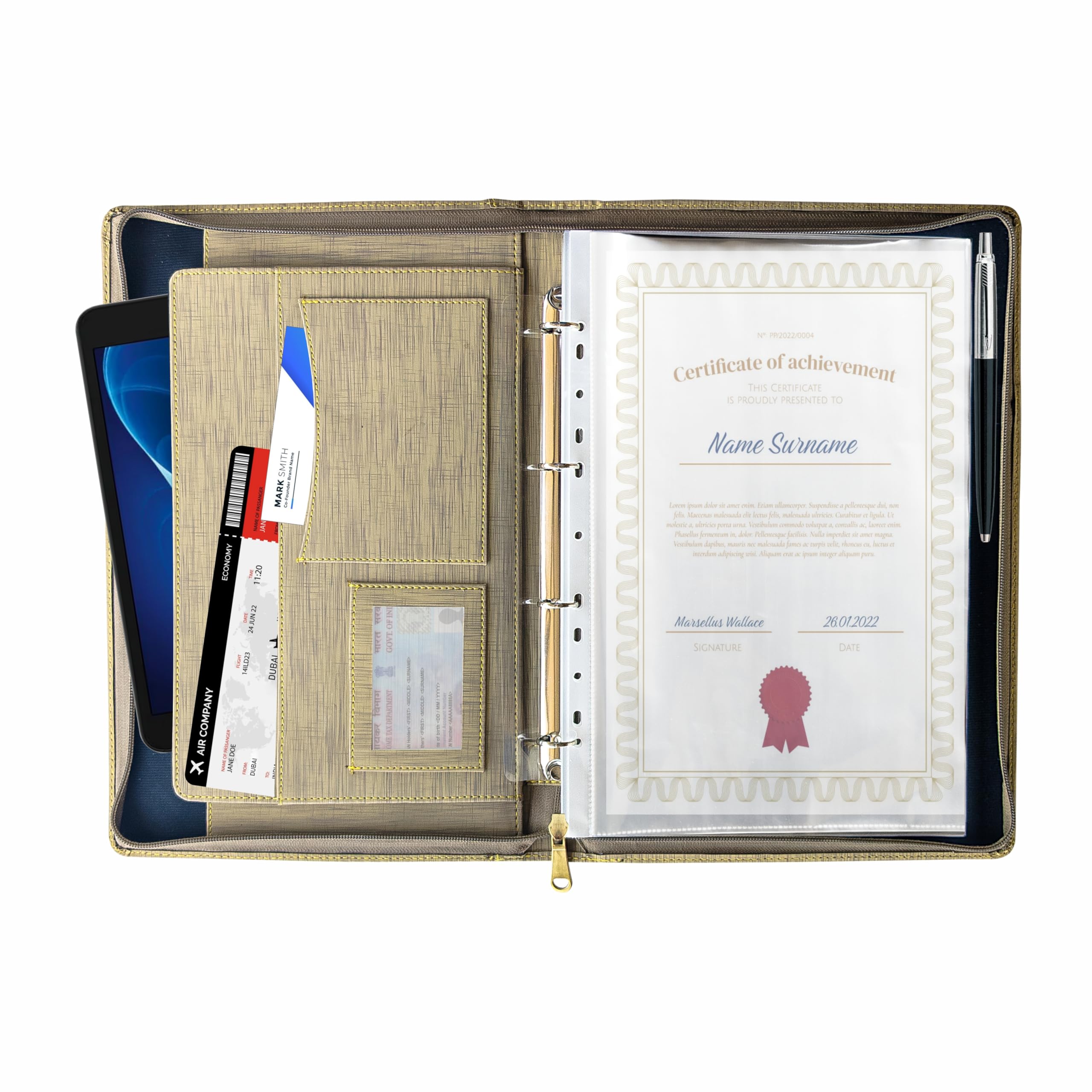 Anupam Aristocrat Classeur multifonction en tissu de qualité supérieure pour certificats, porte-documents, portfolio, fichiers d'exécution, taille légale, porte-documents avec 20 feuilles, pour homme