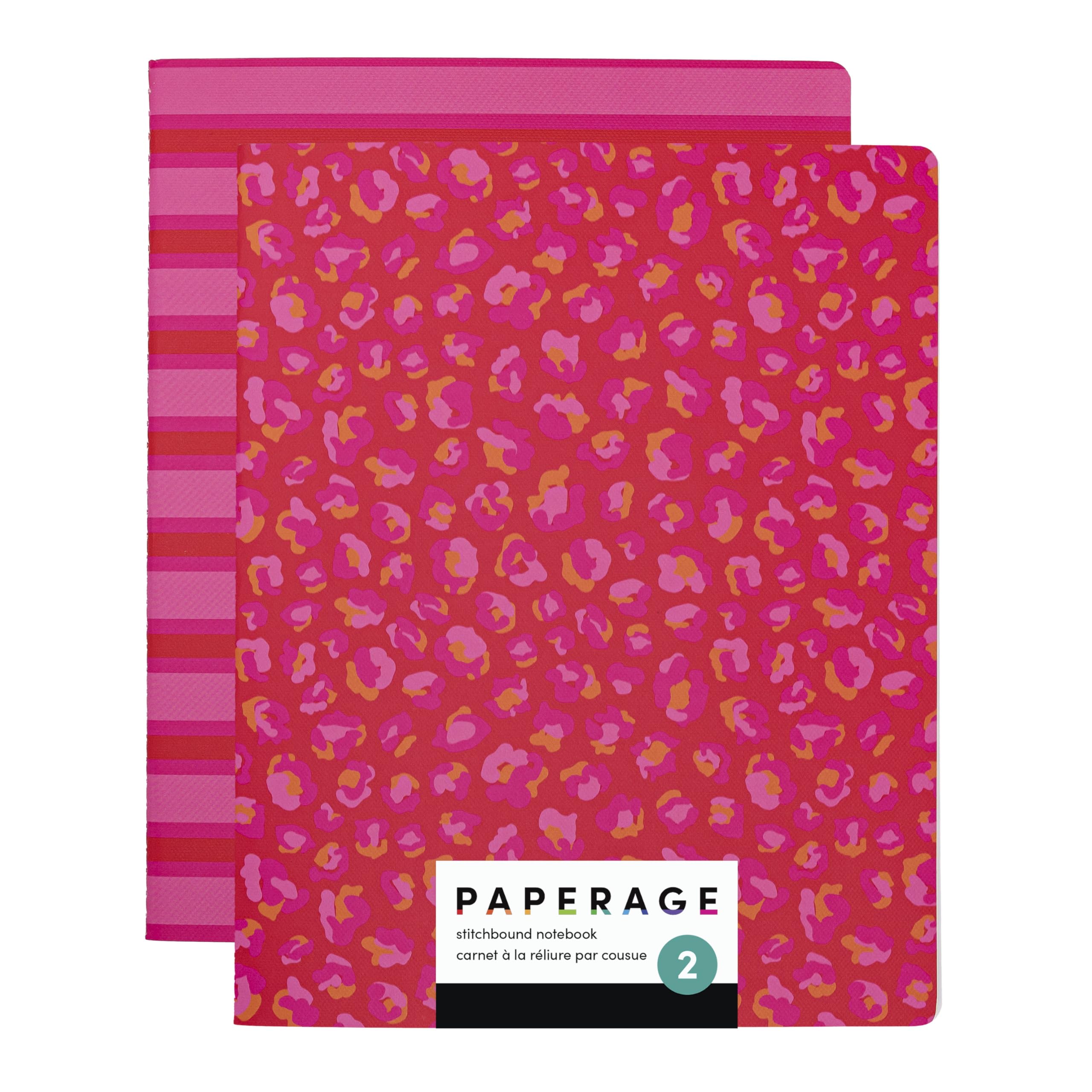 PAPERAGE Soft Cover Lined Journal Notebook, 2 Pack, (Bright Cheetah), 100 Pages, Large 7.5 inches x 9.5 inches, College Ruled, Ideal for Note Taking & Travel Journal โ image 1