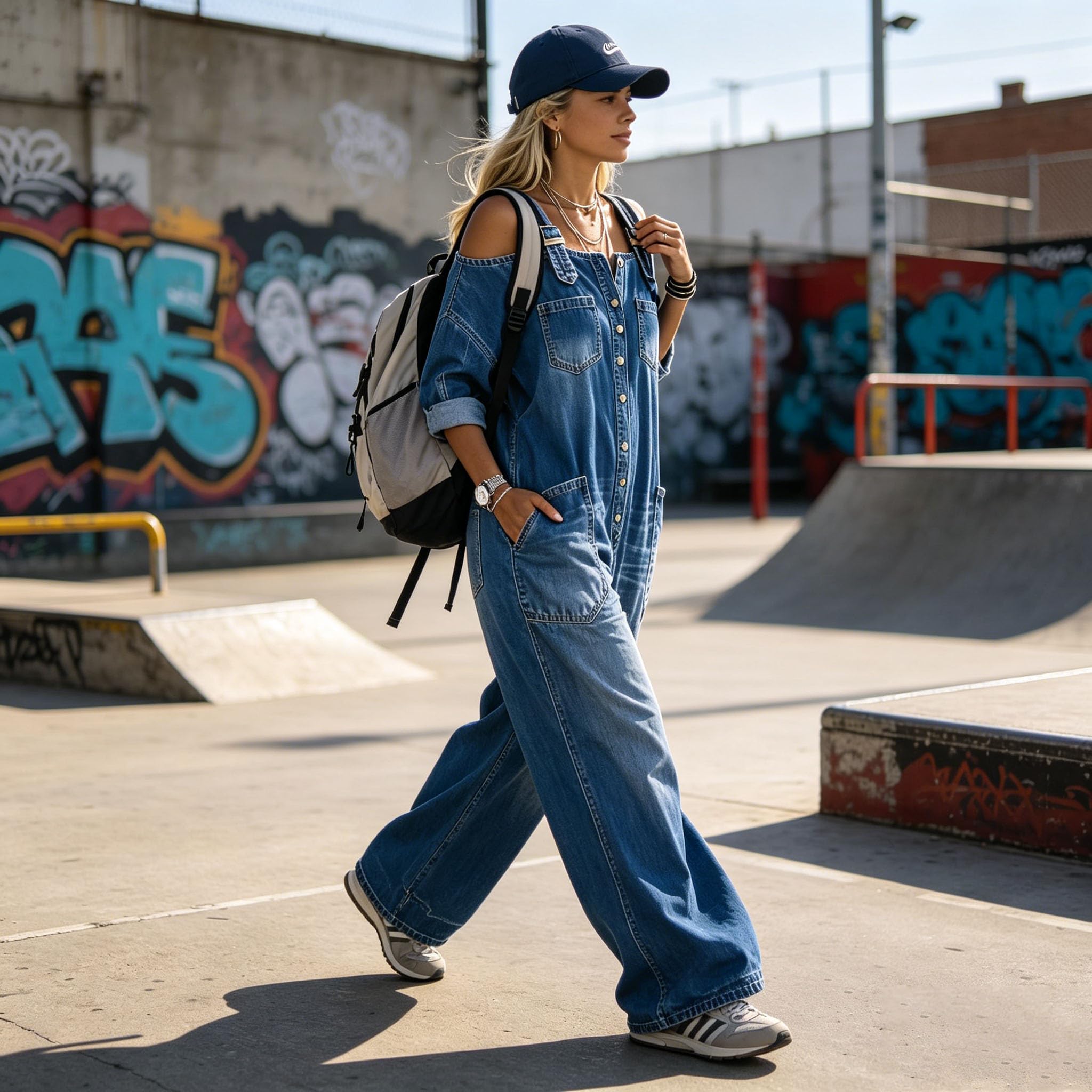 Jeans Overall Damen, Jeans Latzhose Damen, Weit Geschnittener Overall Mit Weitem Bein Und Taschen, Stylische Jumpsuits Damen – Lässig, Bequem & Alltagstauglic