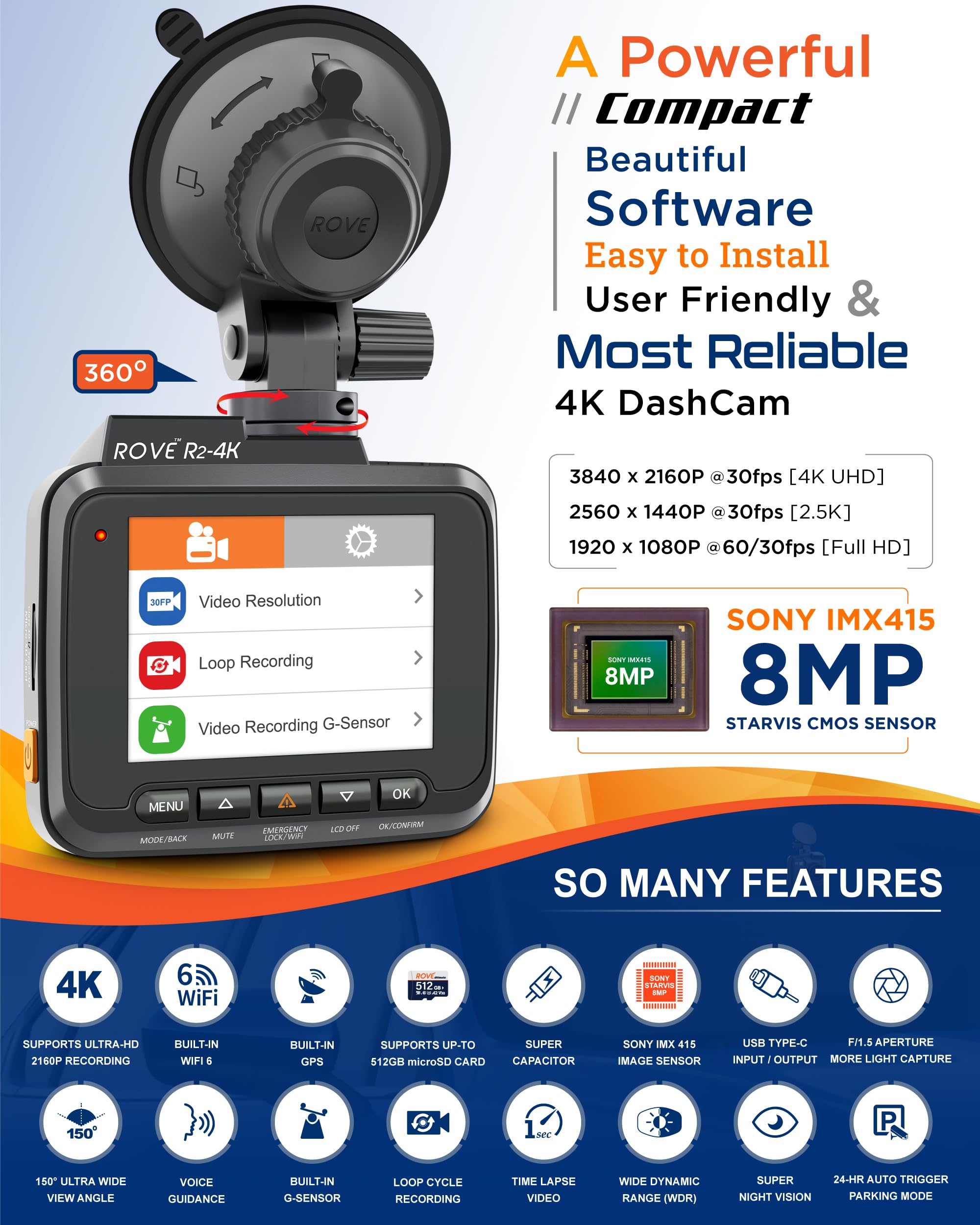 ROVE R2-4K Dash Cam - 4K UHD Car Camera -2 ROVE R2-4K Dash Cam - 4K UHD Car Camera -2