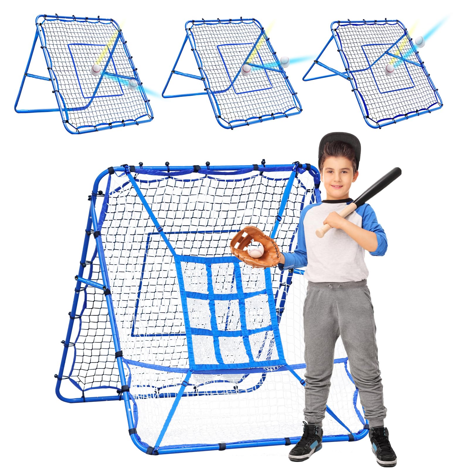 Volleyball Baseball Rebounder Net, Softball Rebounder Pitchback Net Quick Adjustments, Quick Adjustments Lacrosse Bounce Back Practice Equipment, Ideal for Outdoor Indoor and Backyard Training