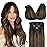 GOO GOO Clip in Hair Extensions Real Human Hair, Remy Human Hair Extensions Clip ins for Women, Natural Human Hair, 18inch 120g 7Pcs, 2/6/2 Balayage Dark Brown to Chestnut Brown