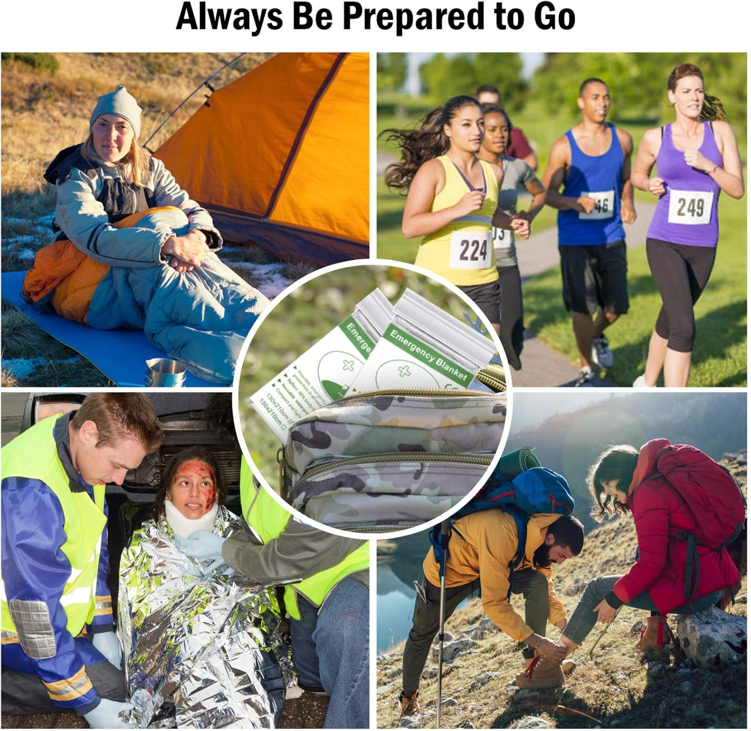[10 Pack] Emergency Blankets, UEBGOOD Emergency Mylar Thermal Blankets for Homeless & Pets, Space Blanket for Outdoor, Camping, Hiking, Survival, Marathons, First Aid