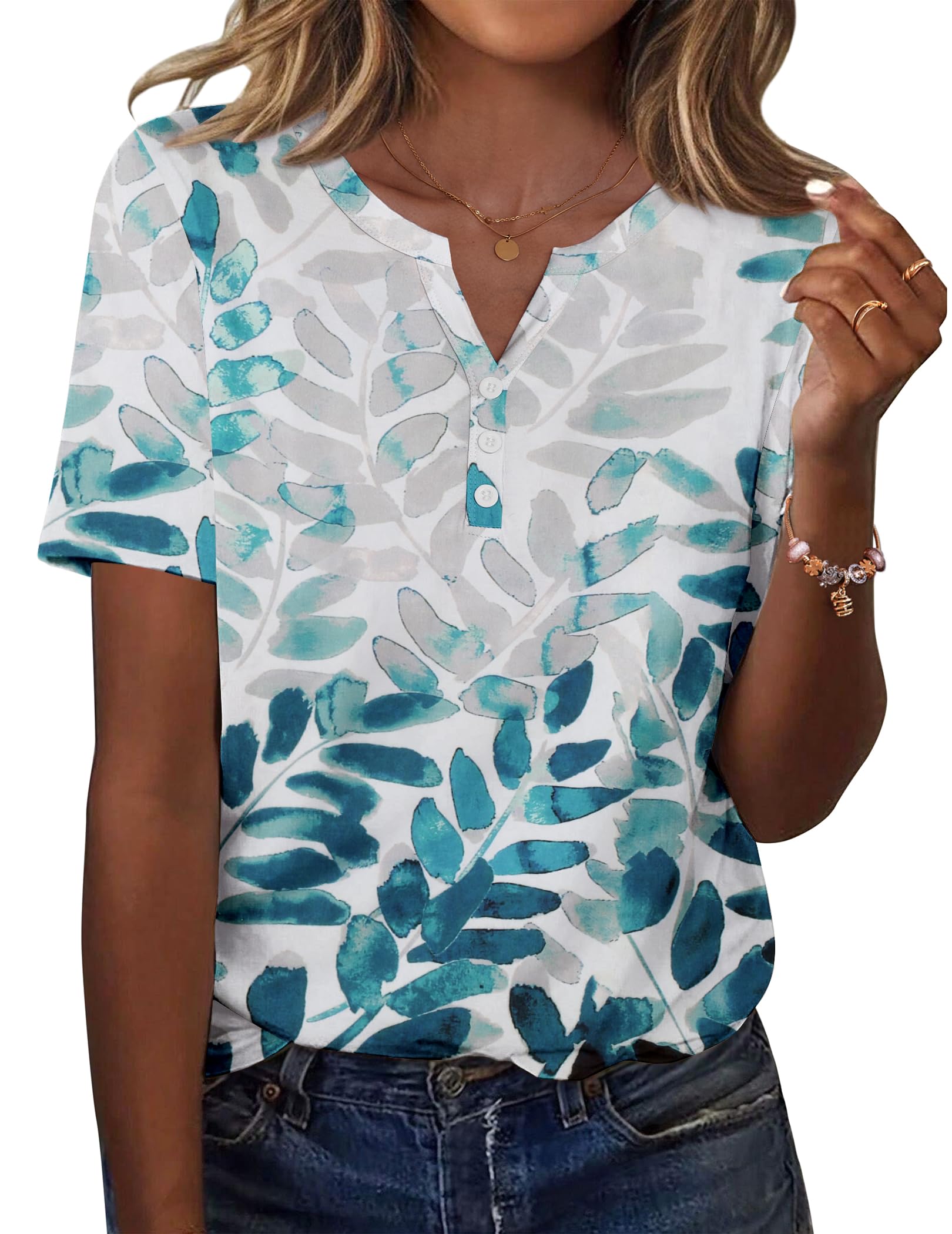 Zeagoo Womens Summer Tops Casual Short Sleeve V Neck Shirts Business Dressy Work Blouses