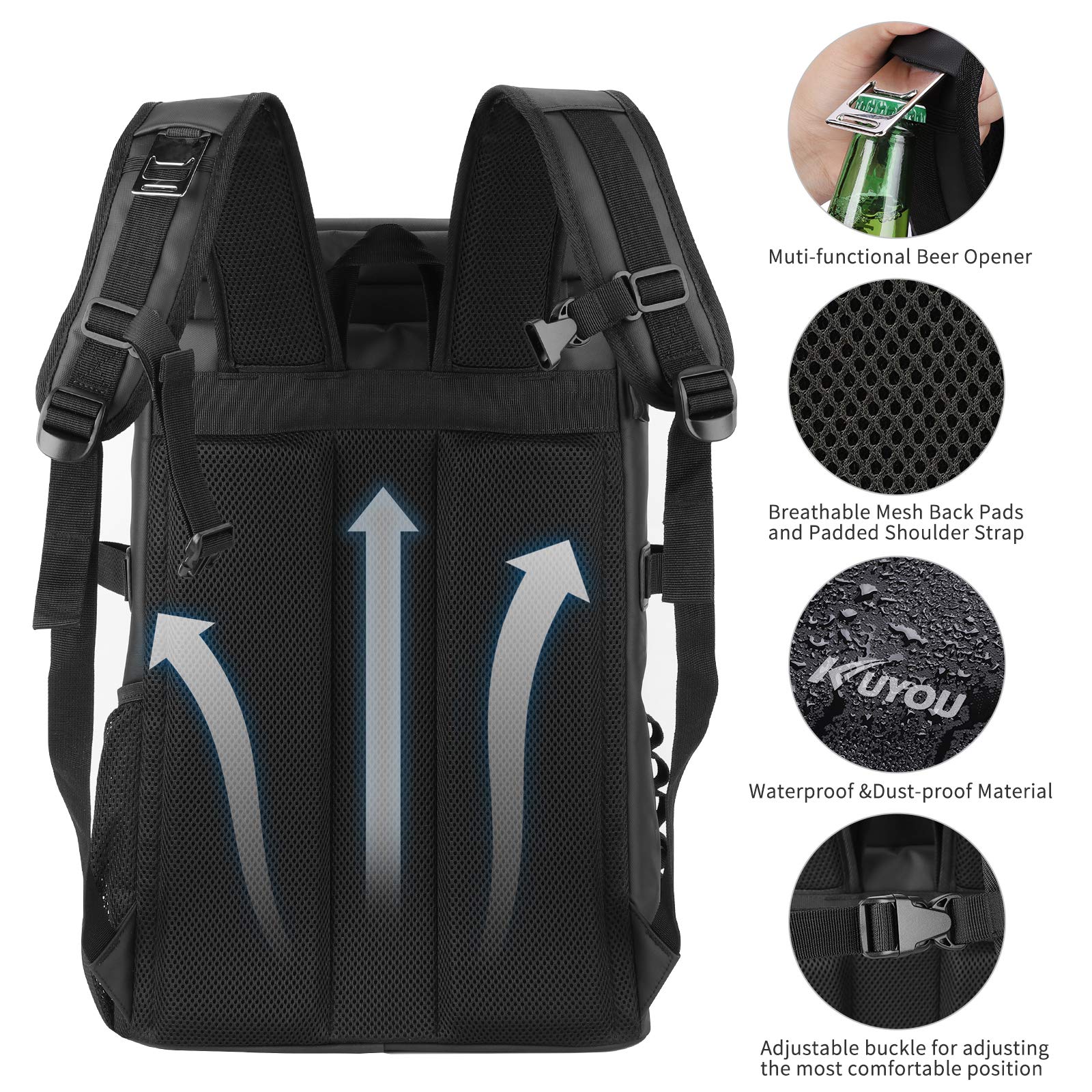 Sac à Dos Isotherme CAVARATS 45L - Garde Le Froid 24h, étanche, 58 Canettes - Randonnée, Plage, Pêche
