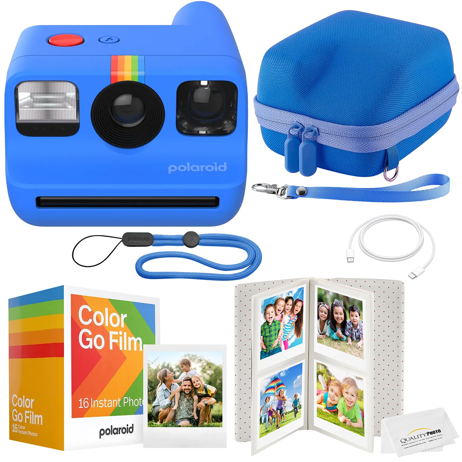 Polaroid Go Instant Camera Bundle - Film, Case, Album & Quality Photo Cloth (Blue)-picture-12