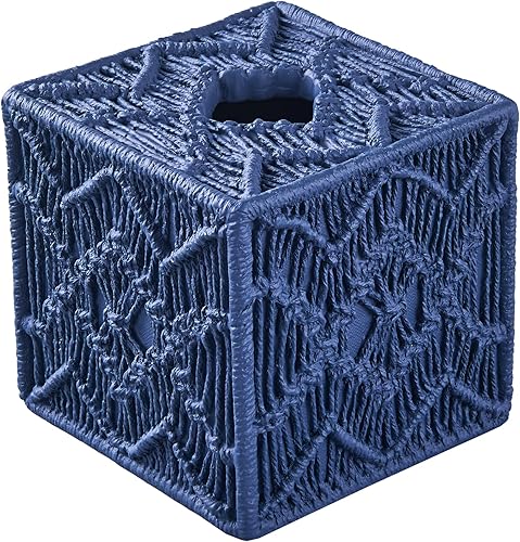 Miniatura 8 de Funda cuadrada para caja de pañuelos con patrones florales tallados a mano, soporte para caja de pañuelos para decoración del hogar, funda de