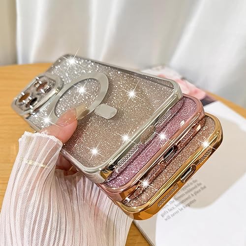 Vista 84 de Fiyart - Funda transparente magnética con purpurina para iPhone 12 para mujeres, con grabado "Love" metálico, protección para cámara y antigolpes