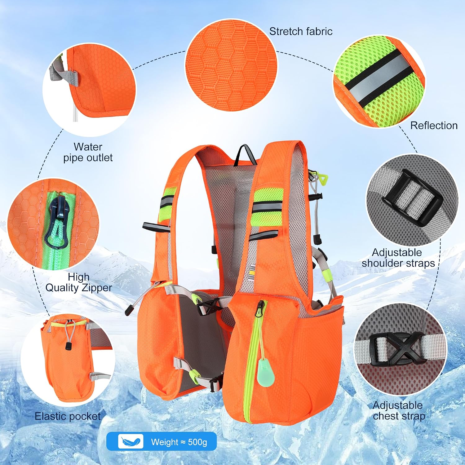 Running Hydration Vest Backpack: Cooling Vest for Men Women - Lightweight Adjustable Hydration Backpack for Trail Race Hiking Cycling Climbing Camping Jogging(Without Bladder)